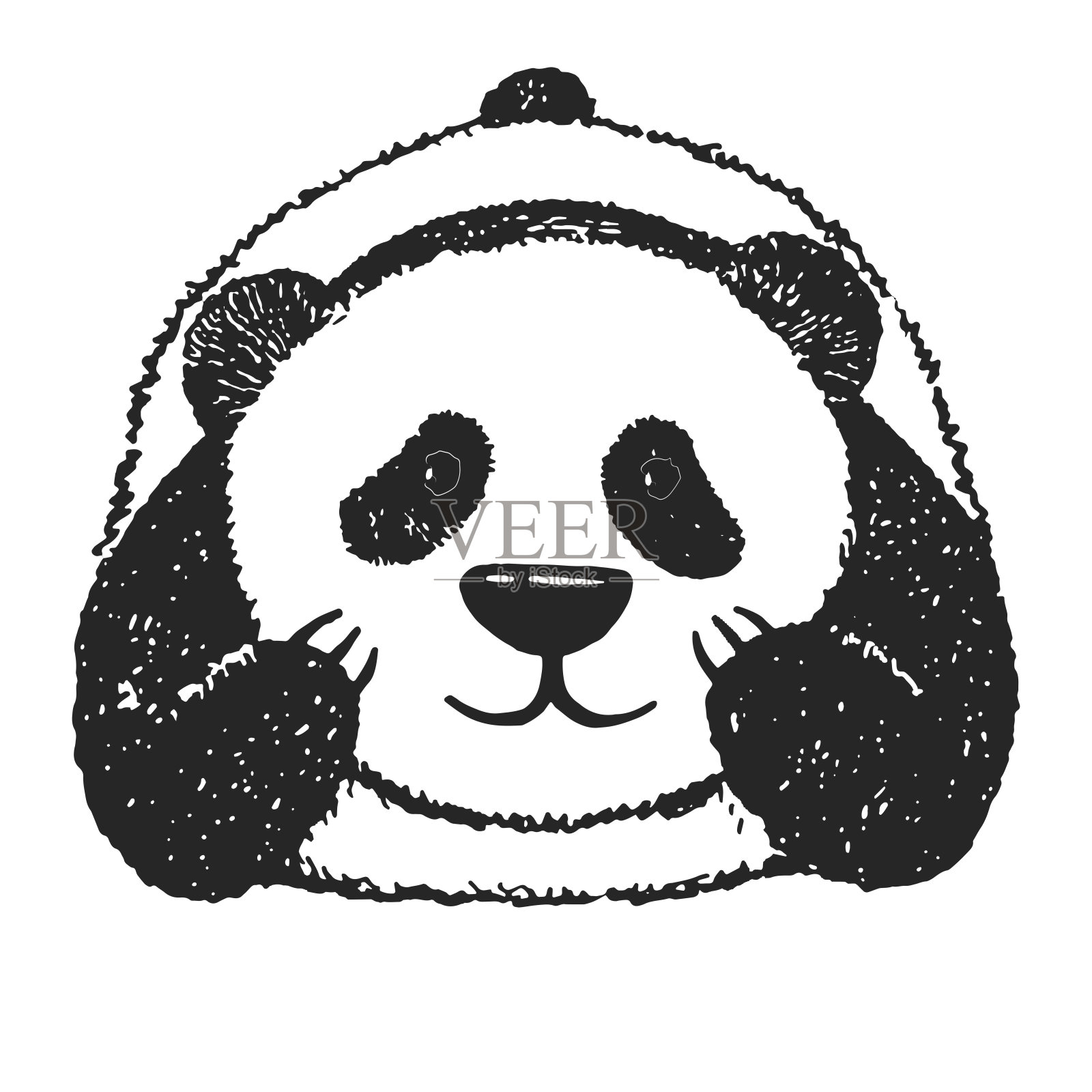 卡通熊猫的素描。矢量插图。设计元素图片