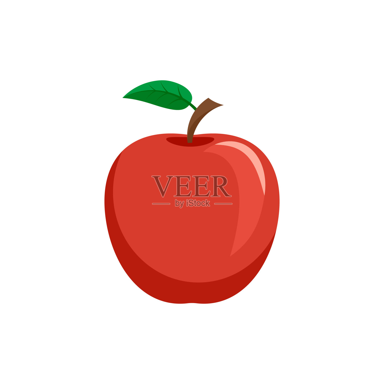 白色背景上带叶子的红苹果设计元素图片