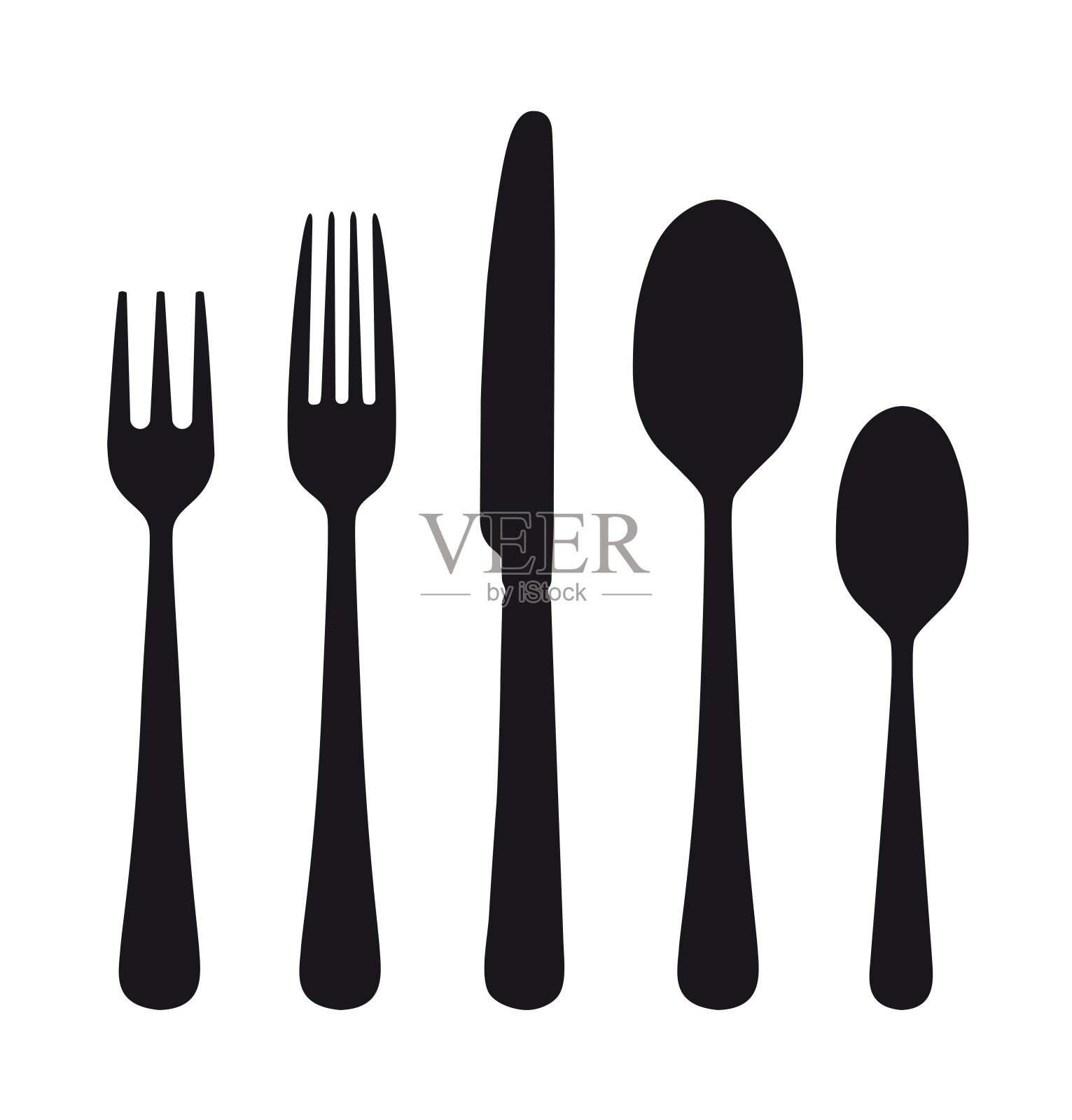 餐具的轮廓。勺子,刀子,叉子。插画图片素材