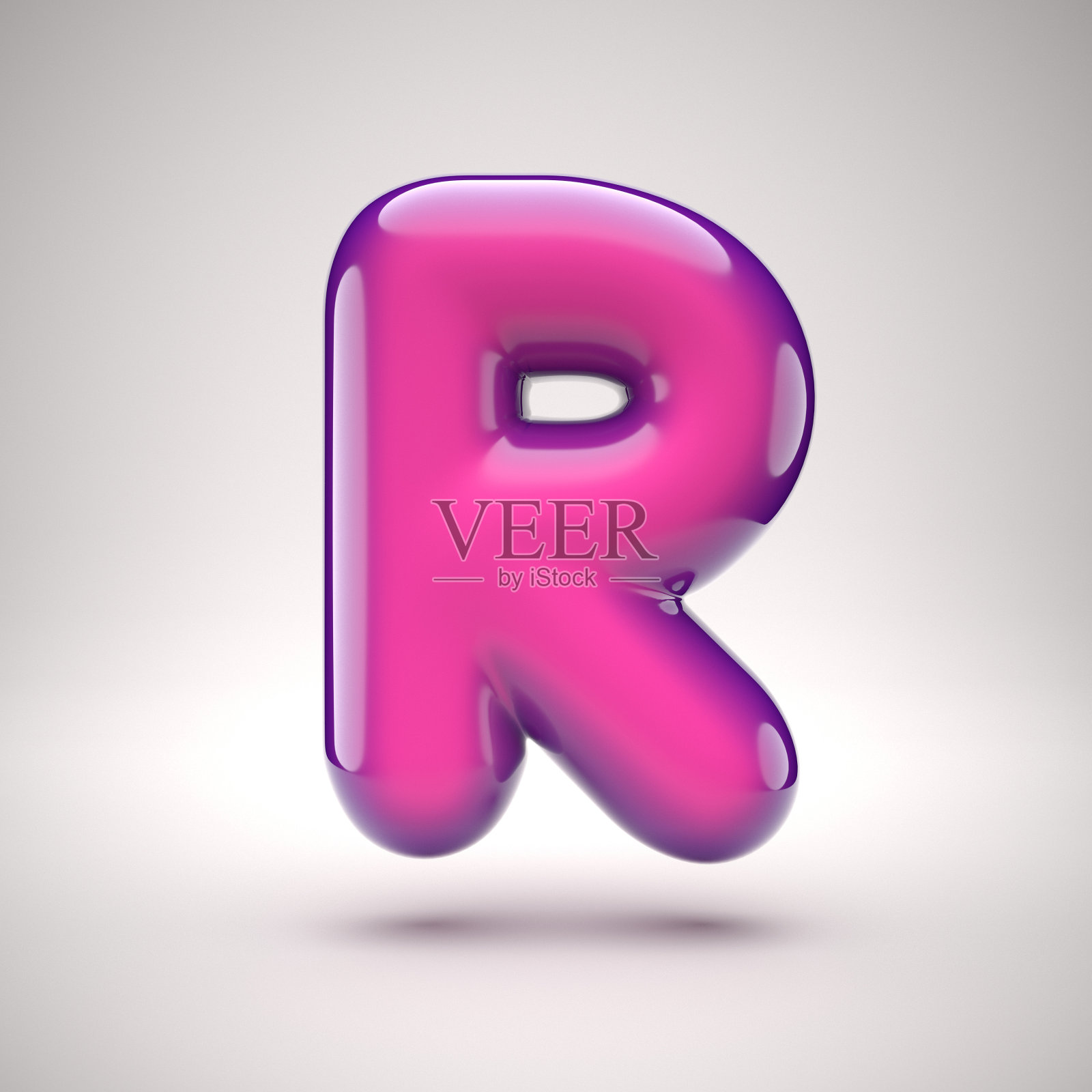圆形粉色光滑字体3d渲染字母R设计元素图片