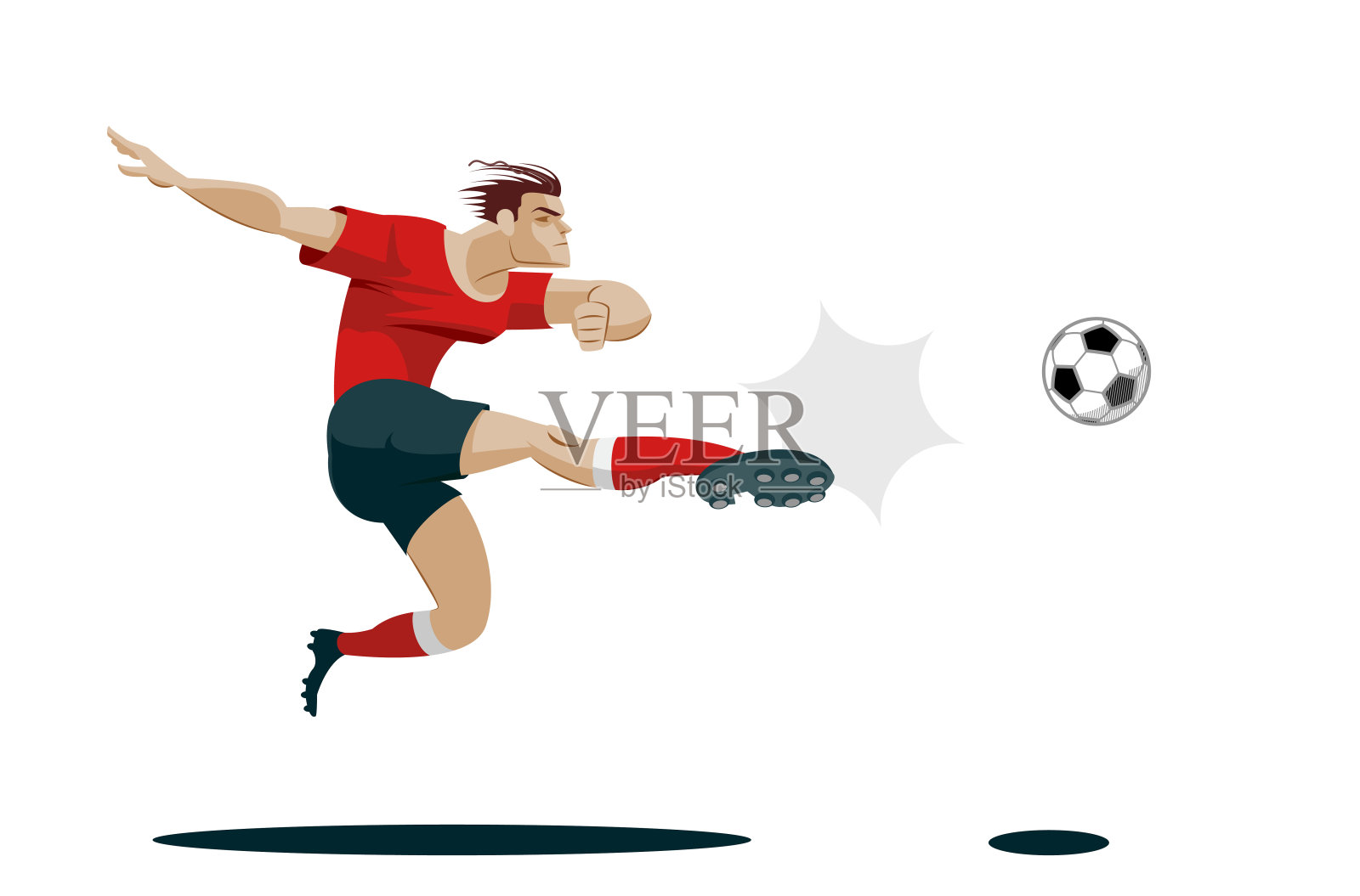 足球运动员踢球。插画图片素材