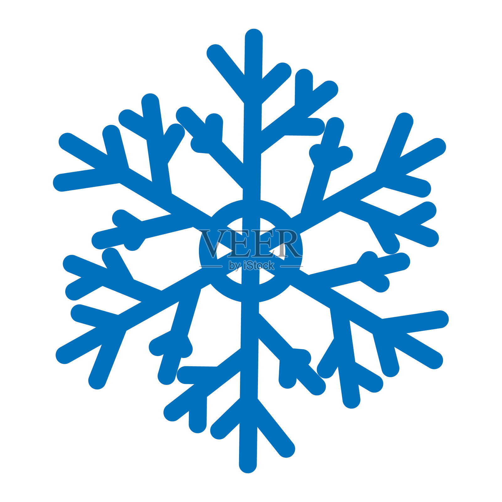 蓝色矢量雪花孤立在白色背景。平面图标与圣诞节和冬季的主题。简单的雪符号插图。设计元素图片