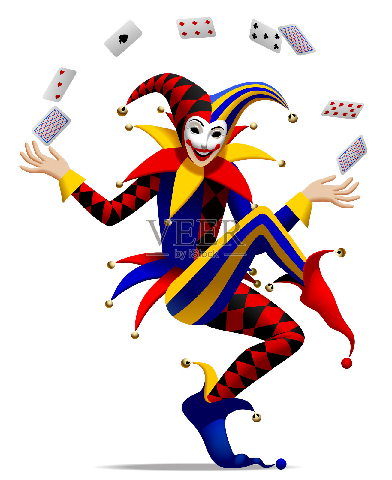 玩纸牌的小丑插画图片素材