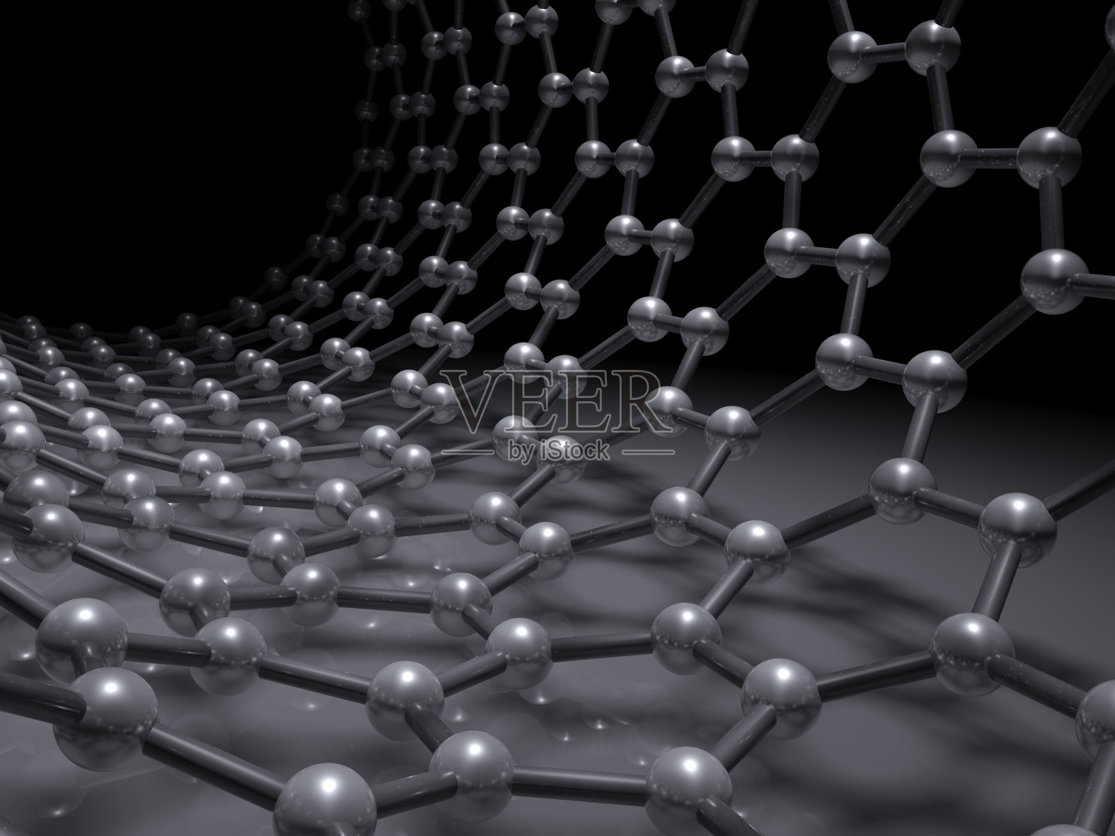 六方分子结构三维插画图片素材