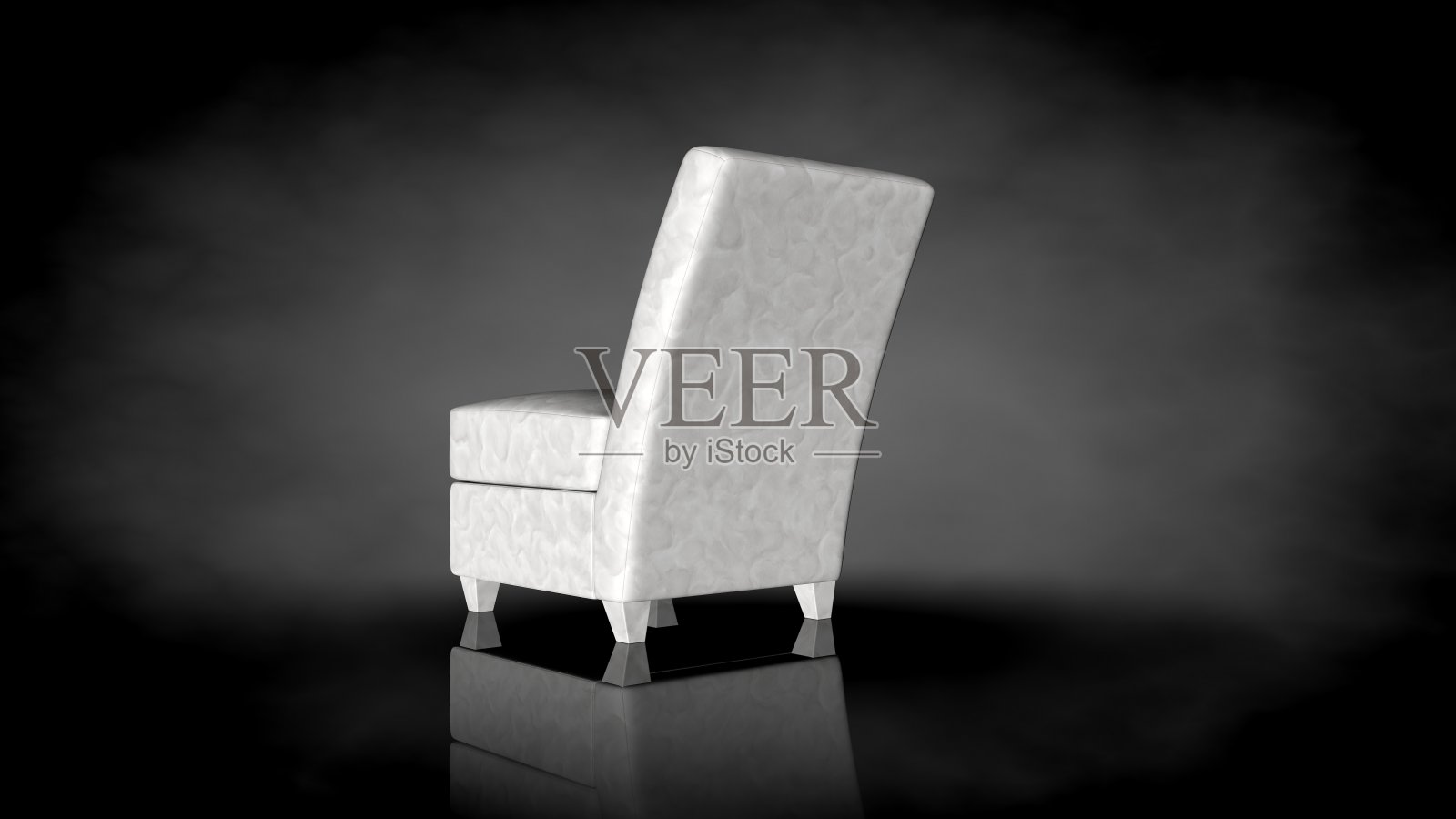 黑色背景上的白色椅子的3d渲染设计元素图片