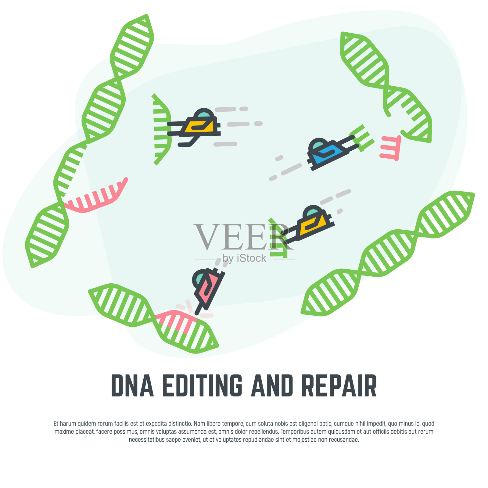 DNA编辑纳米机器人插画图片素材