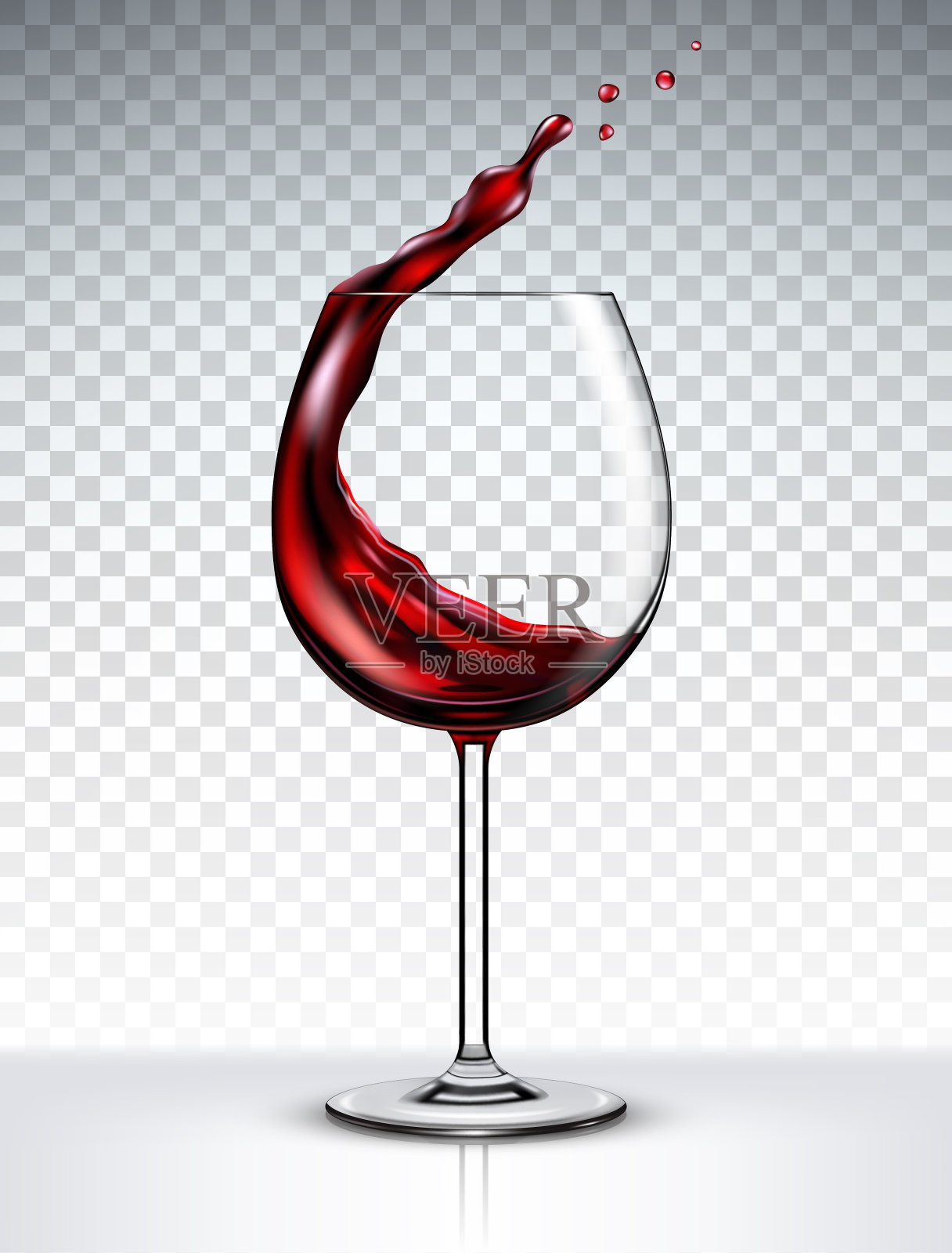 玻璃与红酒孤立在透明的背景设计元素图片