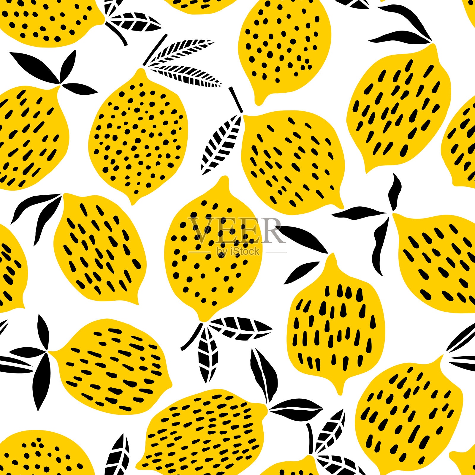 柠檬无缝模式矢量插图。夏季设计插画图片素材