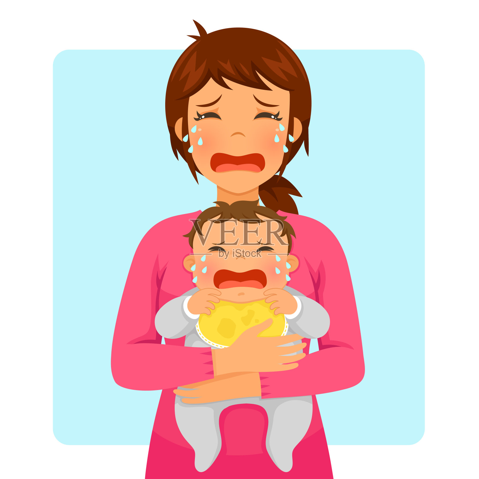 哭闹的婴儿和哭闹的妈妈设计元素图片