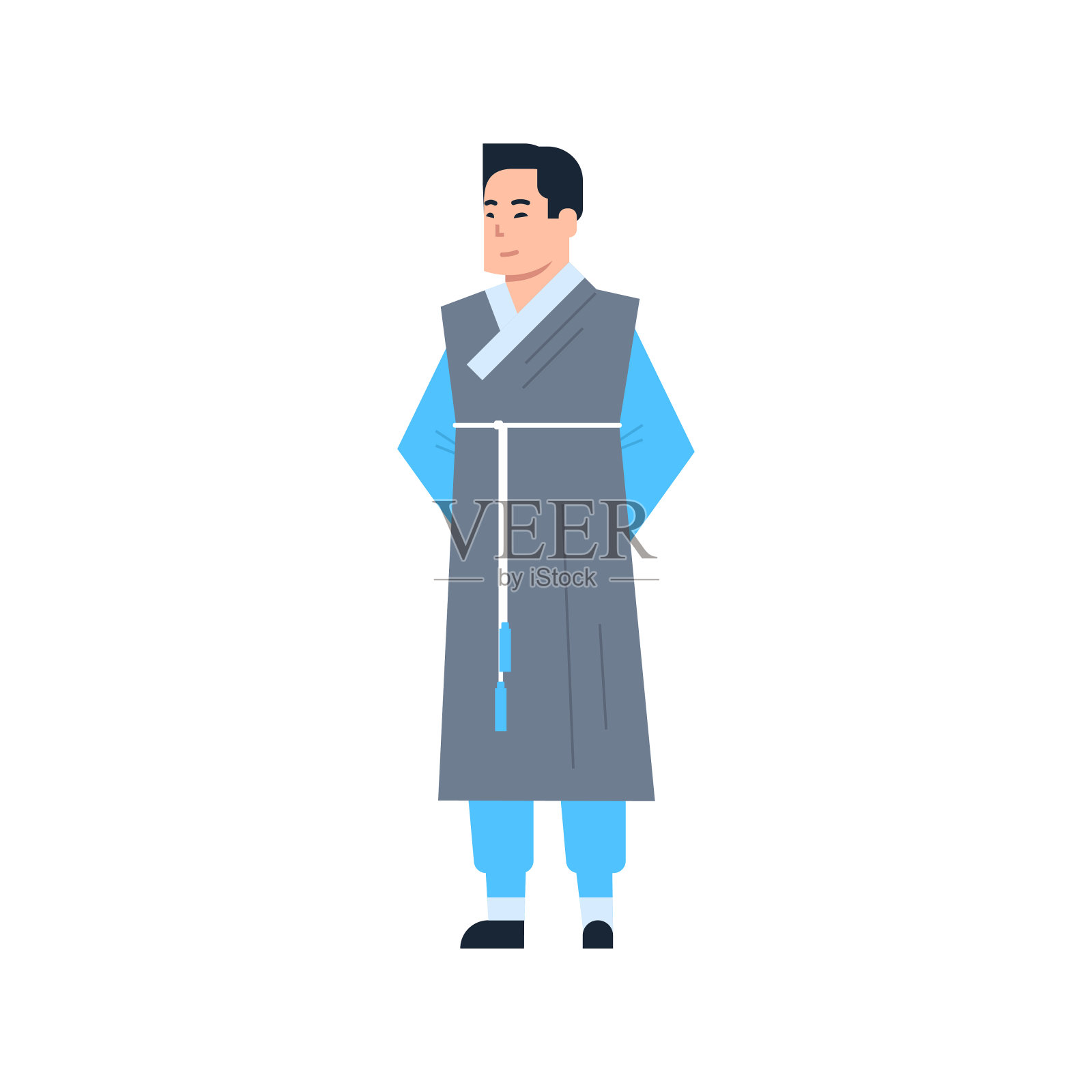 韩国传统服饰穿古装的人孤立的亚洲服饰概念插画图片素材