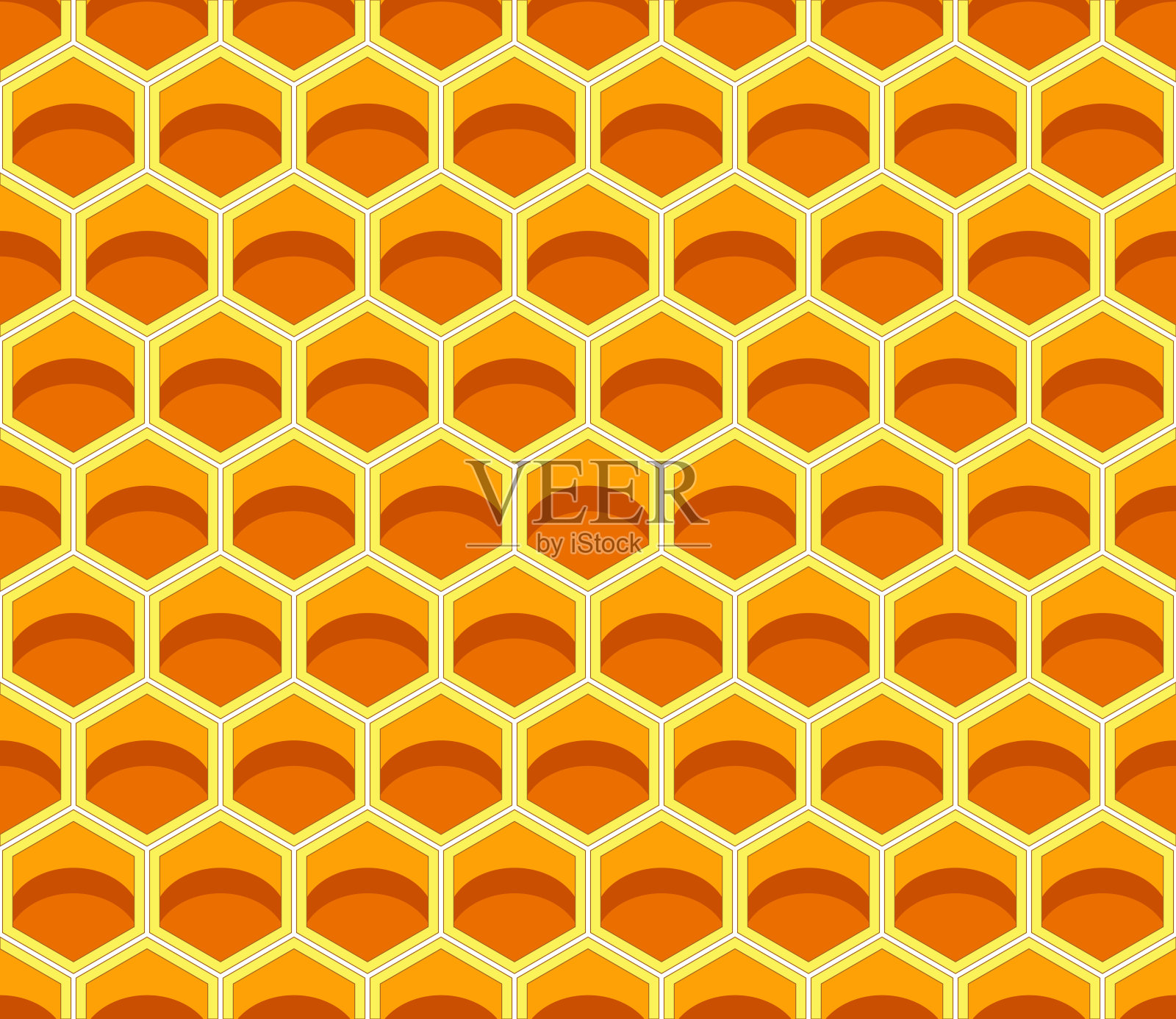 蜂蜡蜂窝，六角形无缝背景，矢量插画图片素材