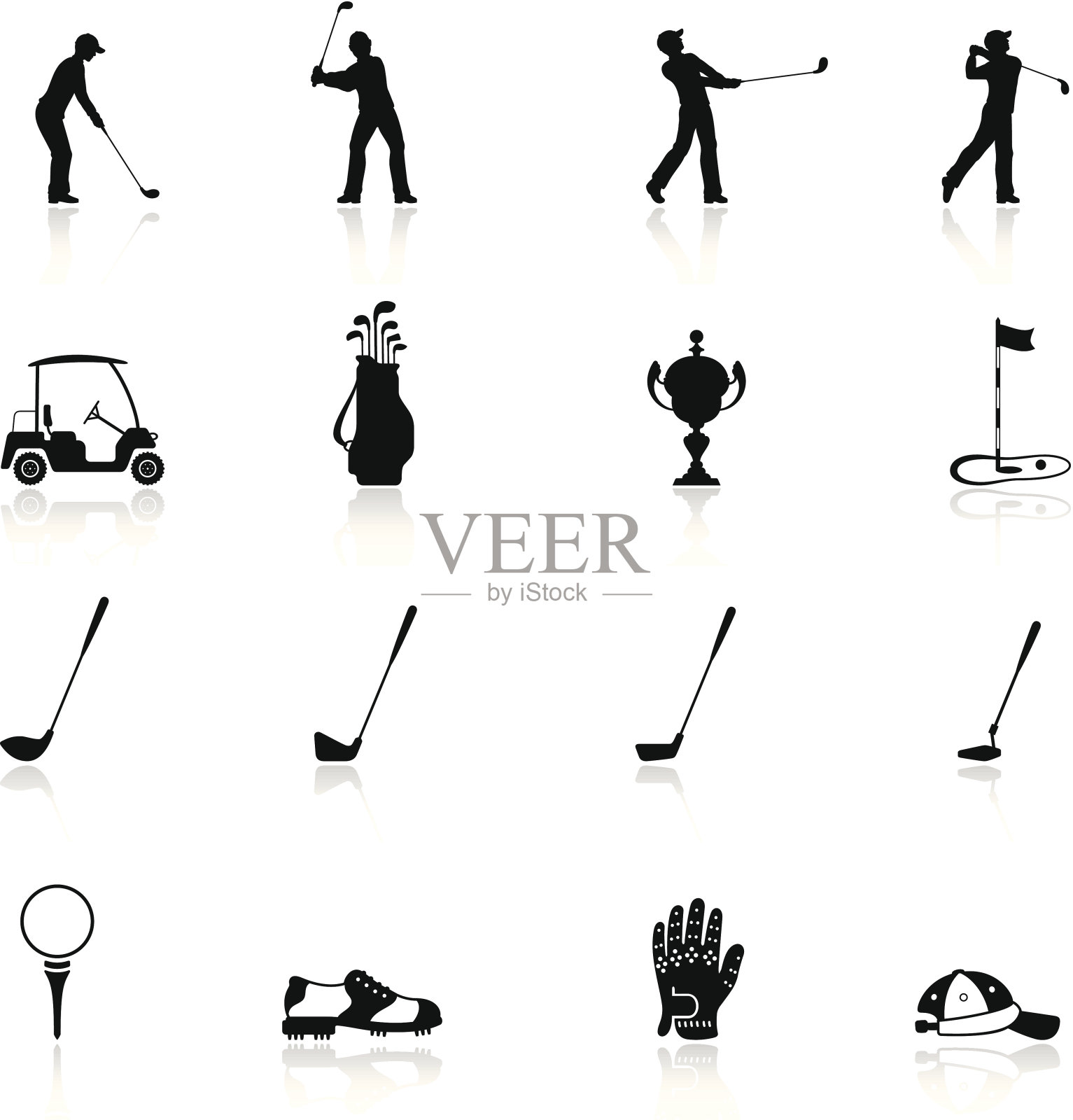 高尔夫球图标设置插画图片素材