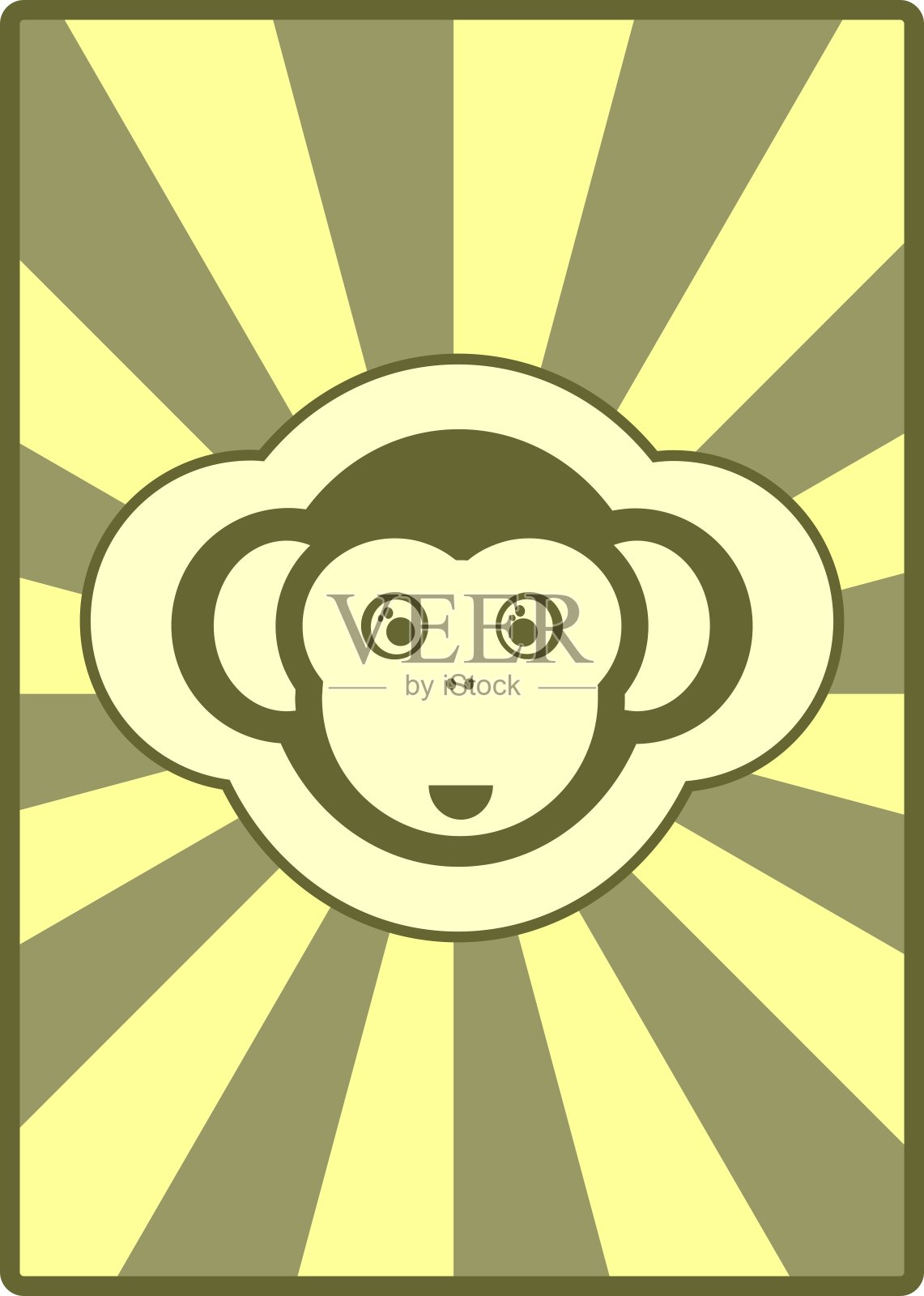 猴子图标上的太阳爆发背景插画图片素材