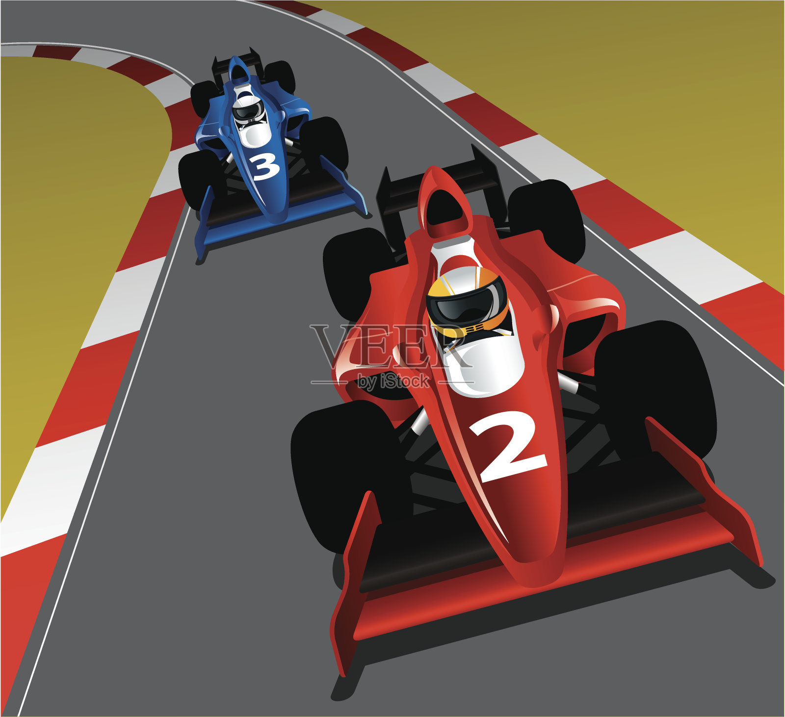赛道上的赛车插画图片素材