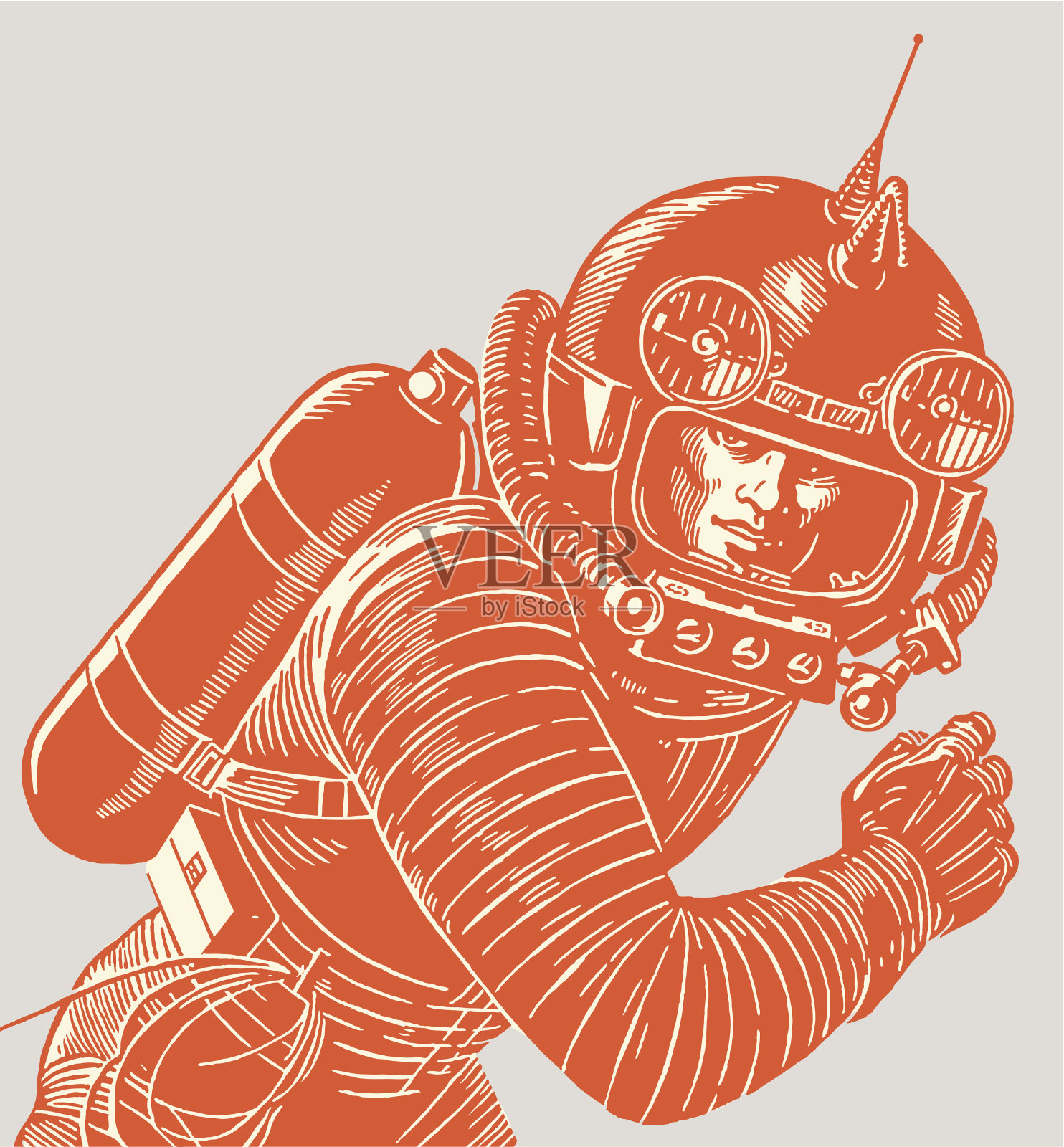穿着太空服的宇航员插画图片素材