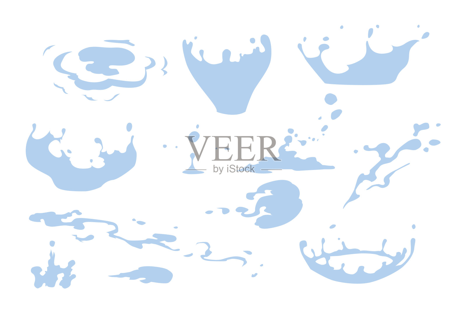 集水飞溅剪贴画，水滴和皇冠从落入水，孤立的矢量插图的效果设计设计元素图片