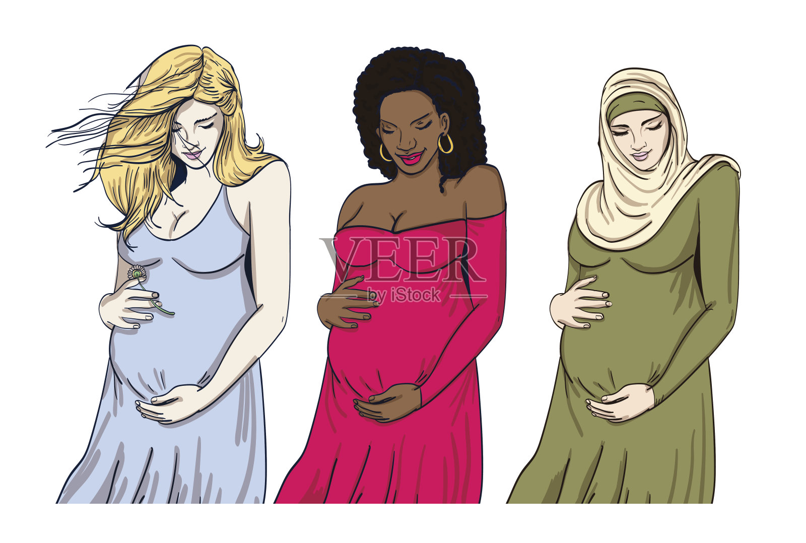 孕妇拷贝空间矢量插图插画图片素材