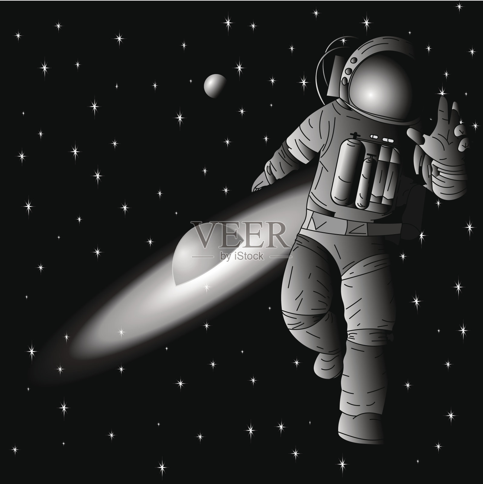 背景是外太空行星上的宇航员插画图片素材