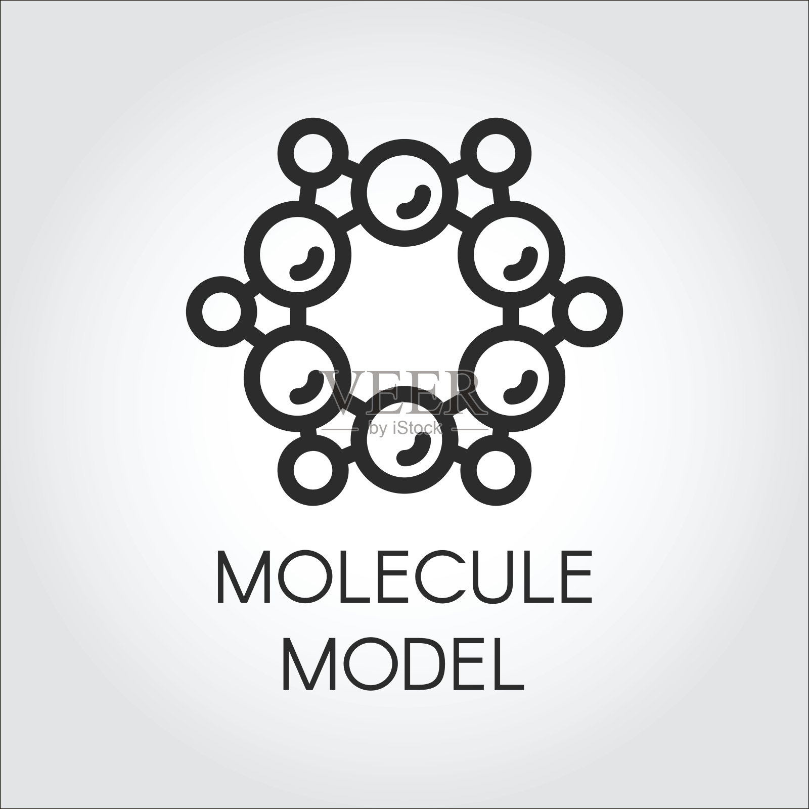 化学原子和分子模型线图标。用于科学、化学、物理、教育等项目的标签插画图片素材