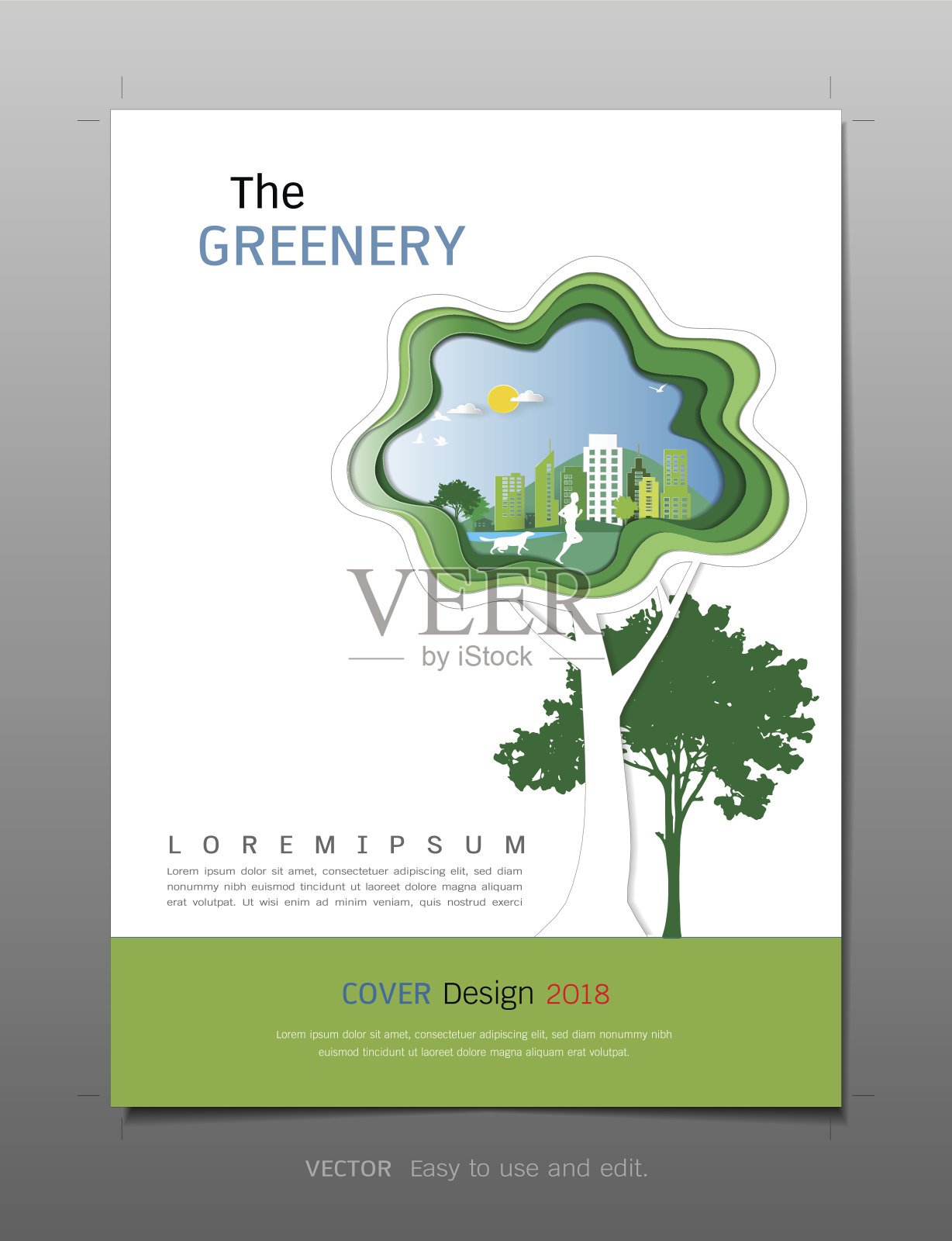 封面设计模板，绿色能源和节约环境概念的灵感，使用在小册子，年度报告，传单-传单，杂志，海报，企业演示，组合，横幅，网站。设计模板素材
