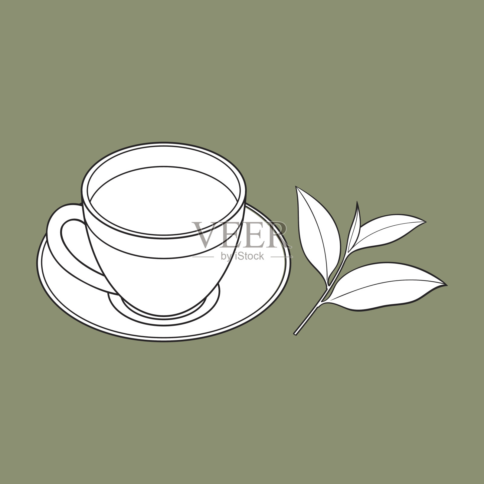 手绘一堆干茶和鲜叶插画图片素材
