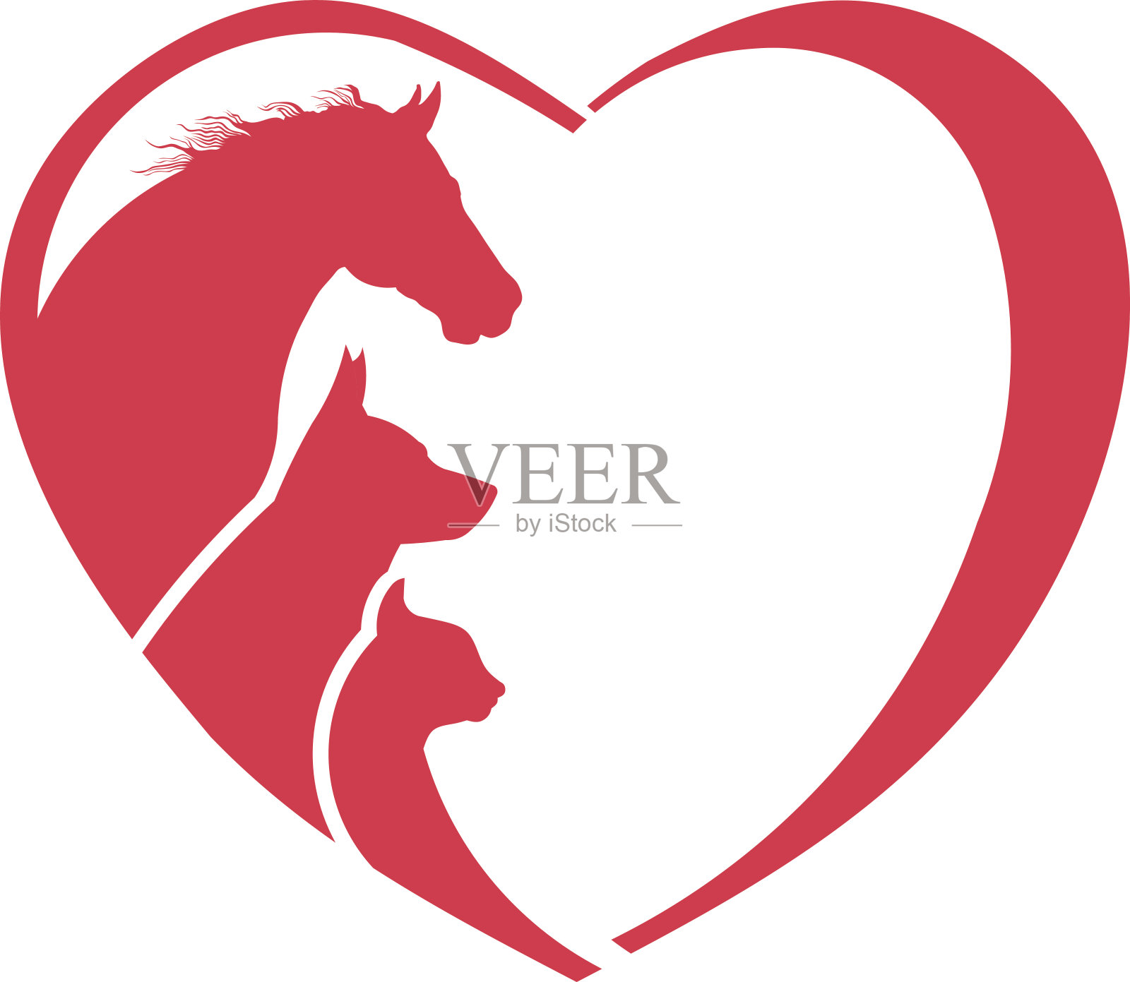 马，狗，猫动物爱人图标插画图片素材