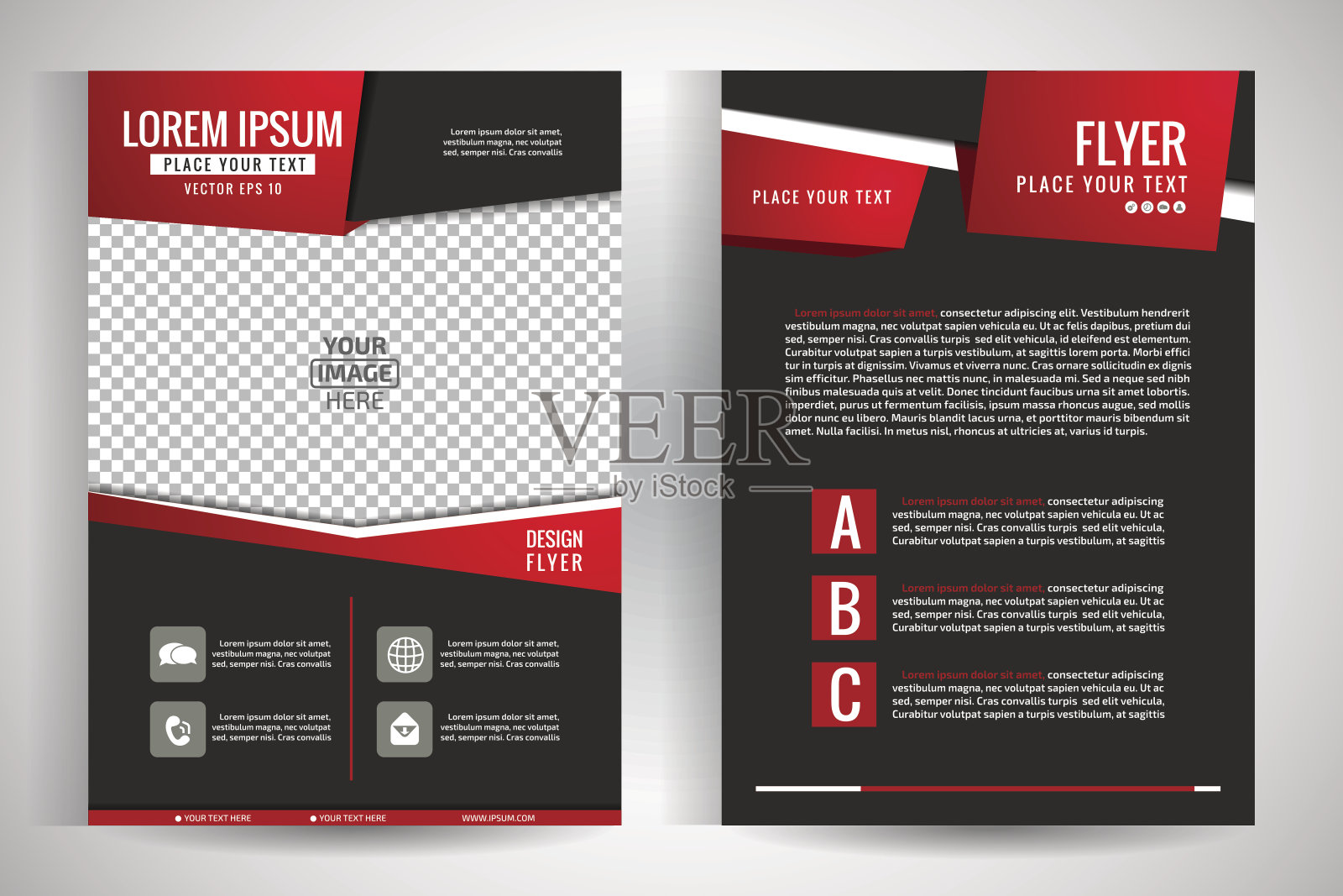 传单模板。业务手册。可编辑A4海报设计，教育，演示，网站，杂志封面。设计模板素材