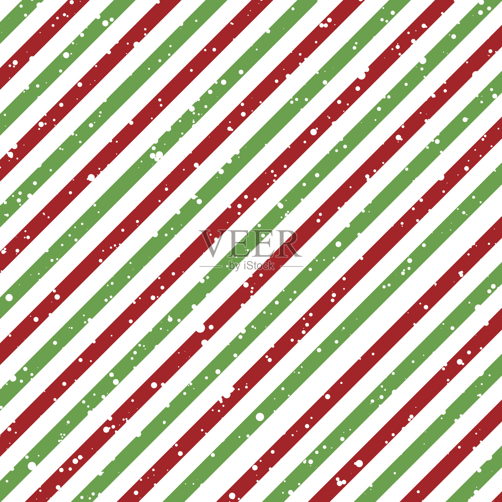 圣诞对角线条纹红色和绿色线在白色的背景与雪纹理，向量插画图片素材