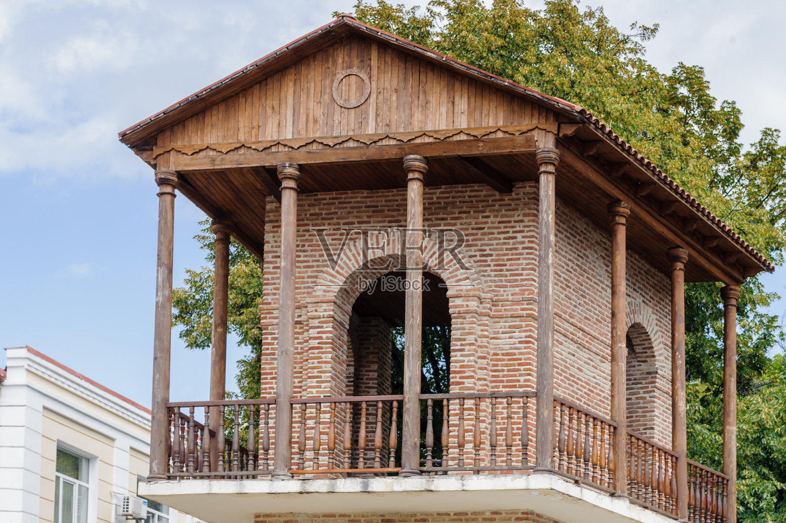 格鲁吉亚卡赫蒂地区西格纳吉的拱门，照片摄影图片