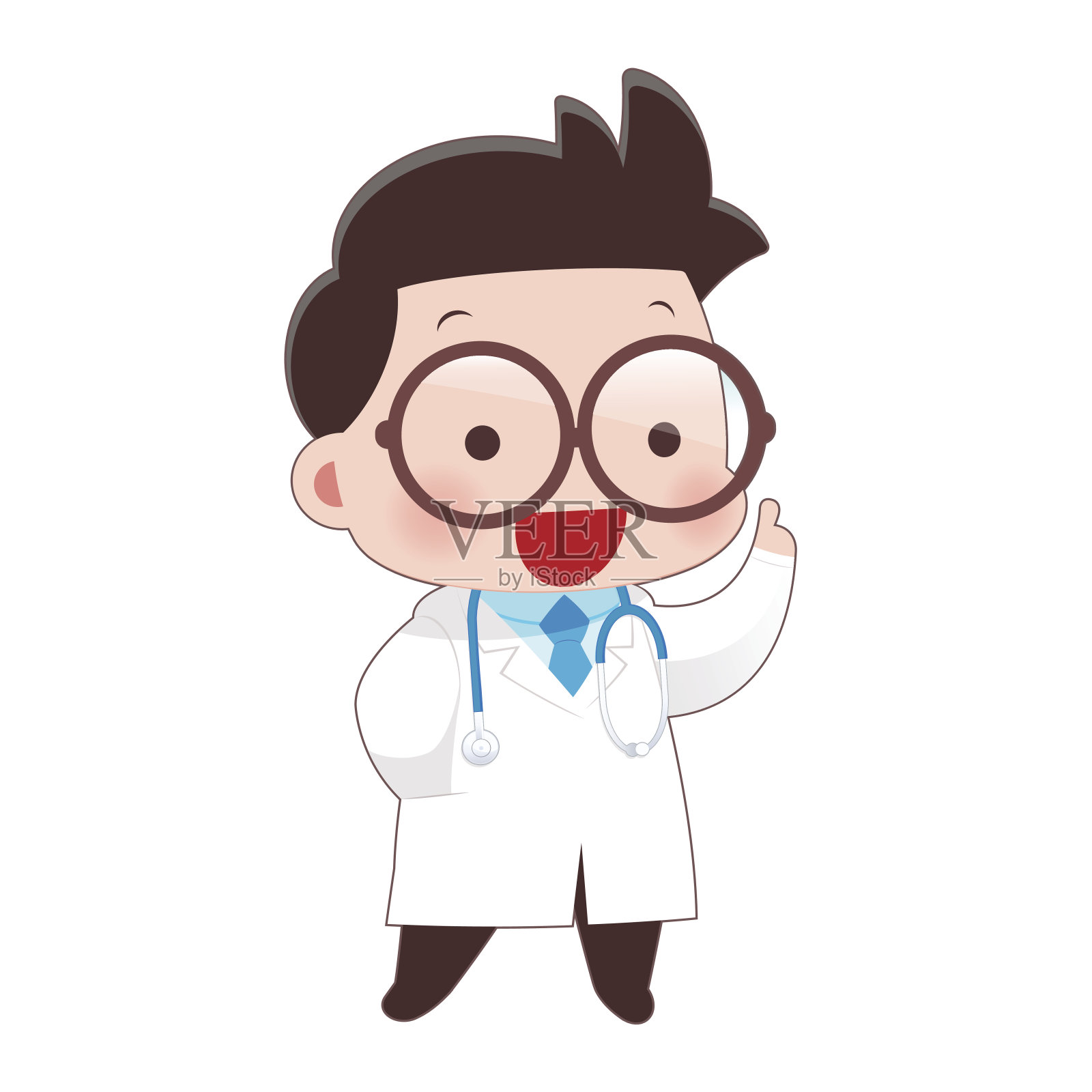 卡通医生穿着实验室白大褂，带着听诊器插画图片素材_ID:300638514-Veer图库