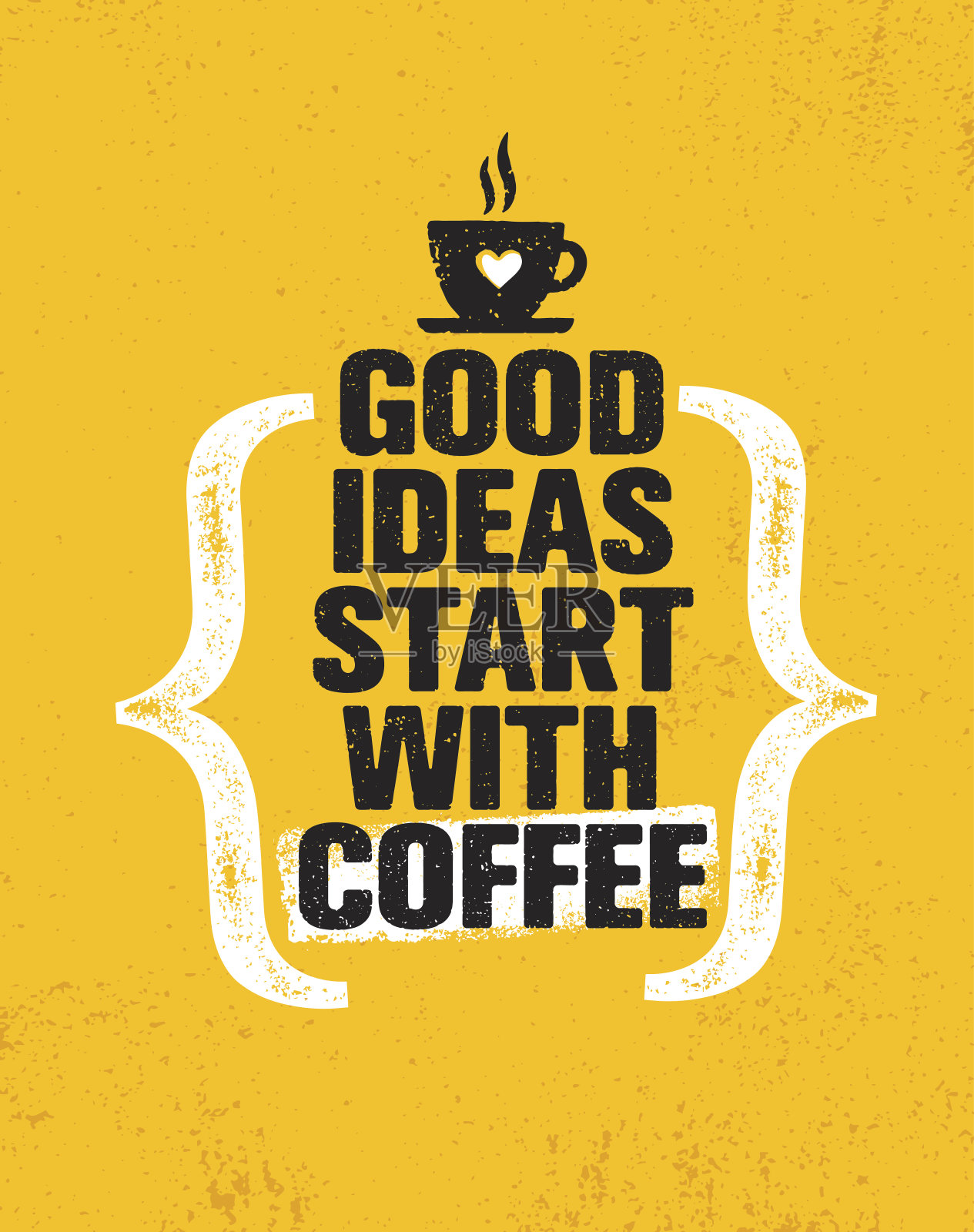 好主意从咖啡开始。鼓舞创意动机引用海报模板。矢量排版横幅设计插画图片素材