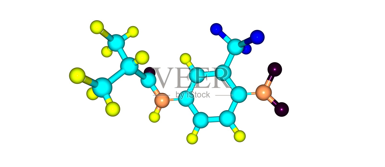 氟他胺分子结构孤立于白色照片摄影图片