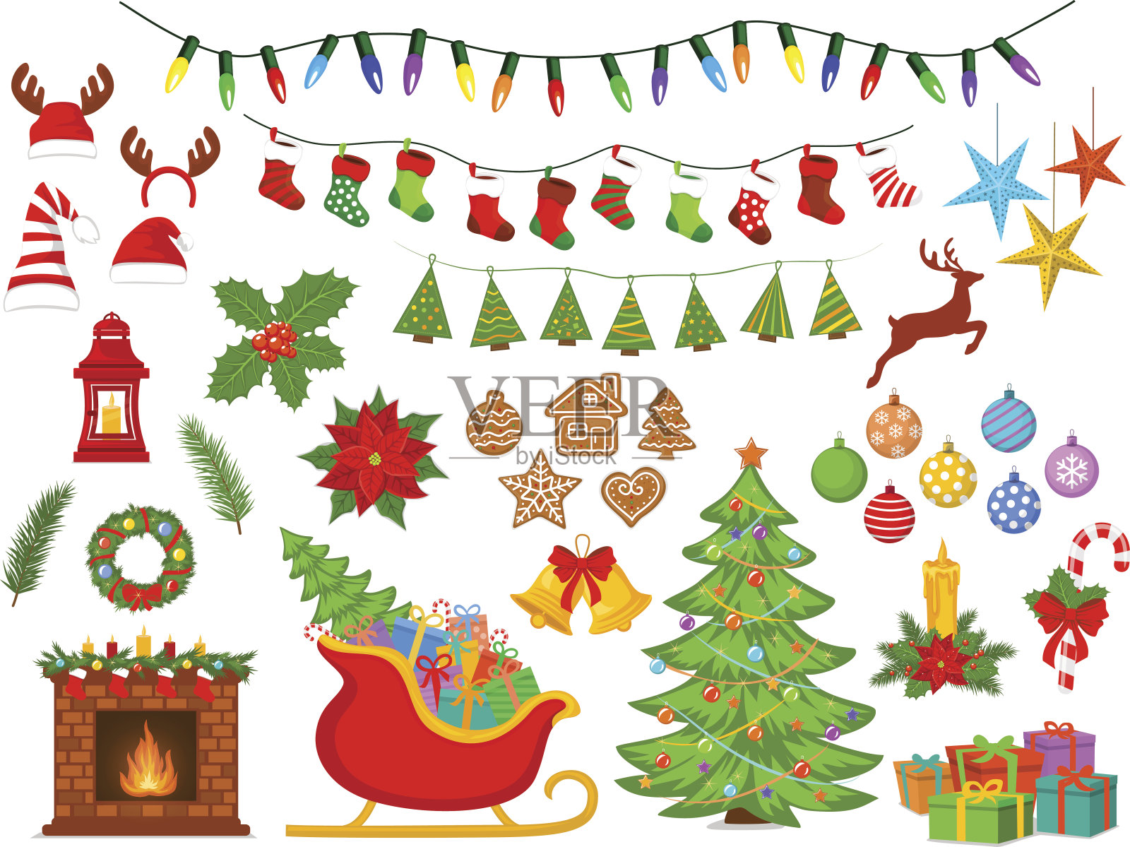 圣诞快乐，新年快乐，季节性的，冬季圣诞装饰品设计元素图片