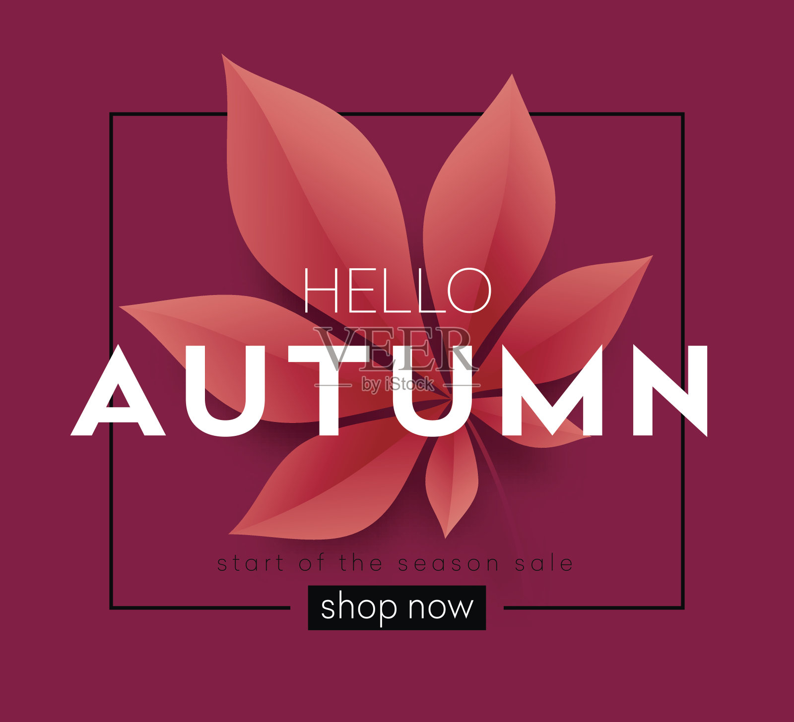时尚的现代秋季背景与明亮的秋季树叶设计海报，传单，横幅。矢量图插画图片素材