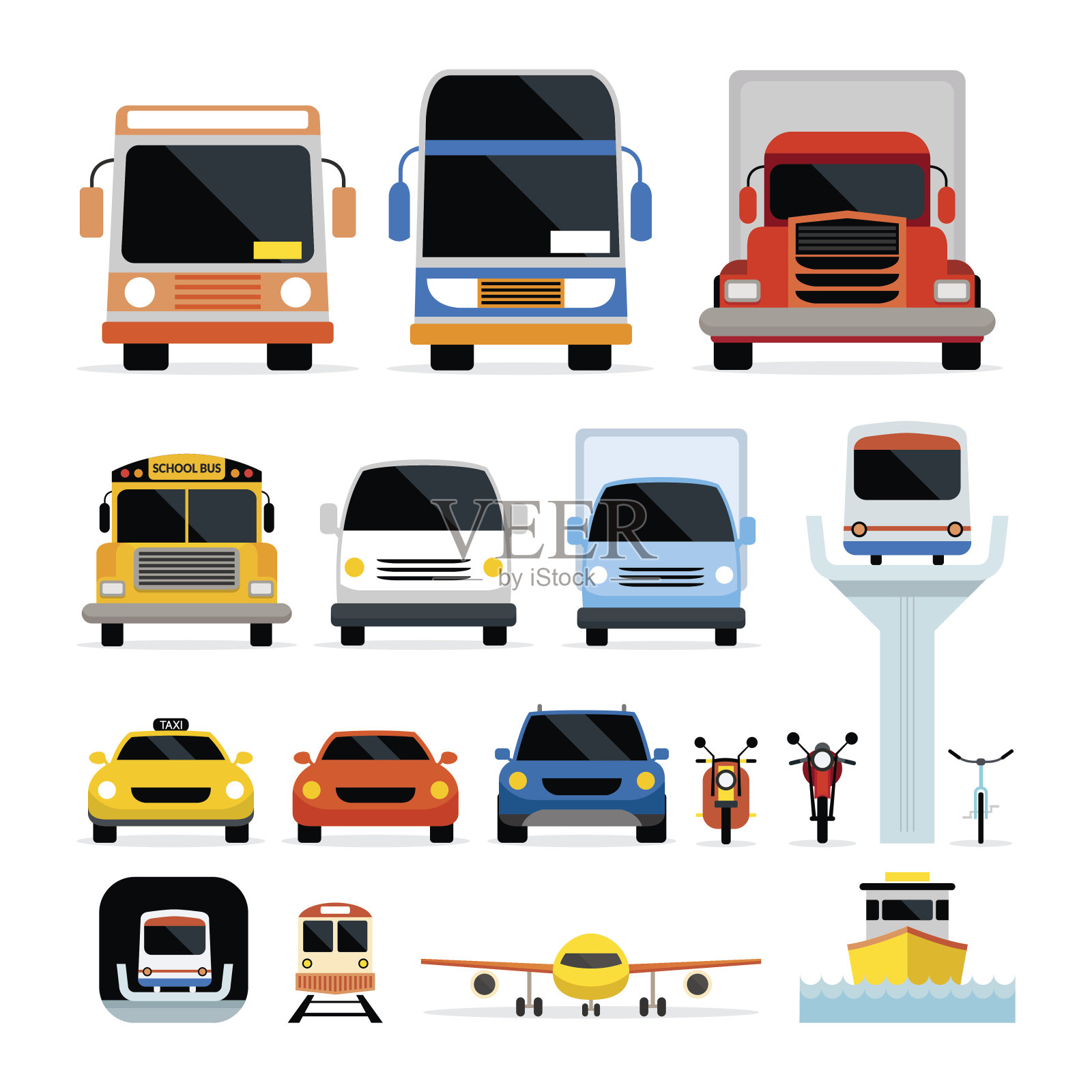 车辆，汽车和交通在前视图插画图片素材