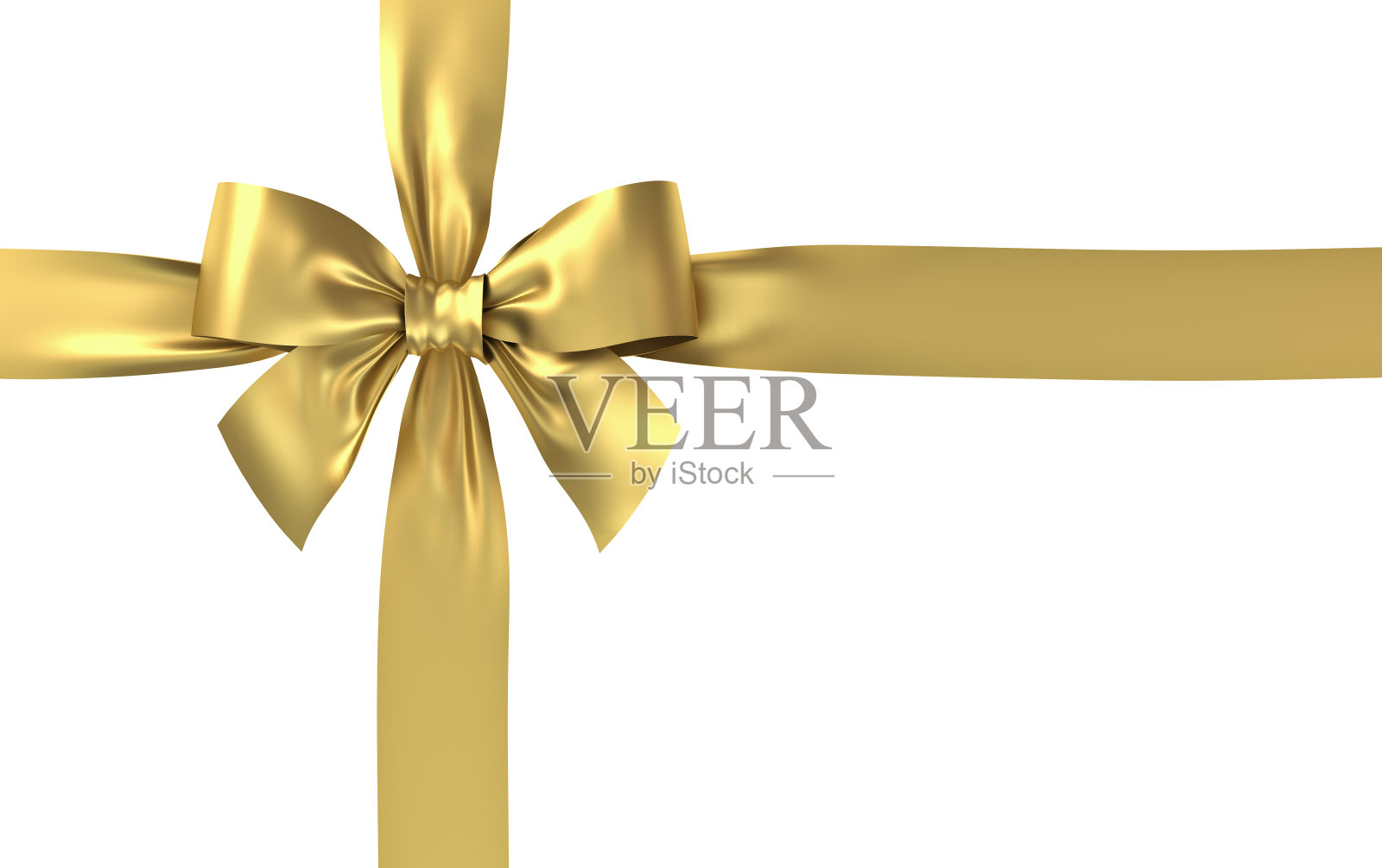 金色礼品丝带蝴蝶结孤立在白色背景上。三维渲染照片摄影图片