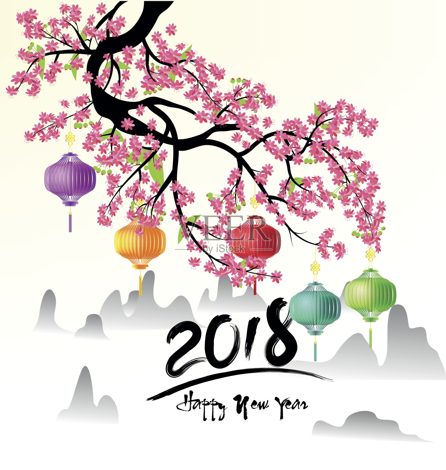 2018年新年快乐，中国新年快乐设计模板素材