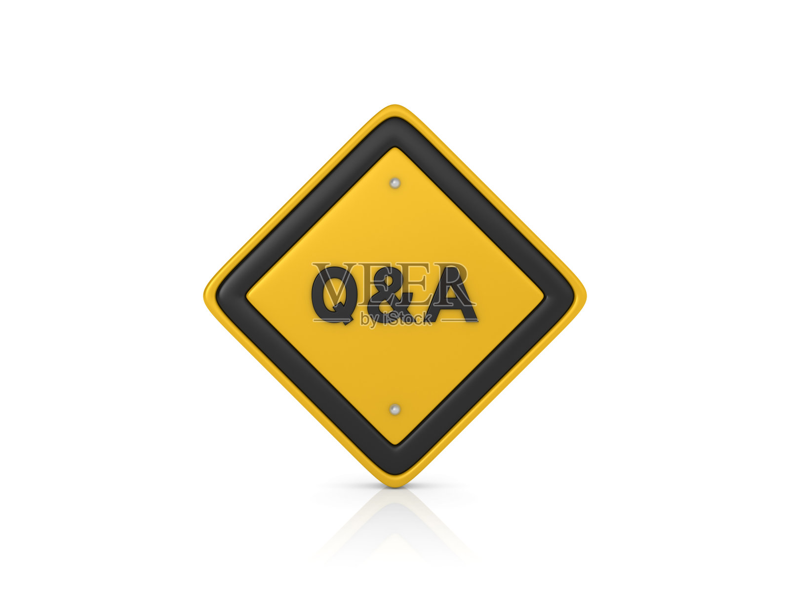 Q&A概念道路标志- 3D渲染插画图片素材