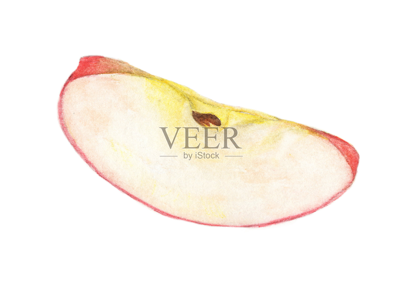 水彩画苹果水果片-红苹果四分之一插画图片素材