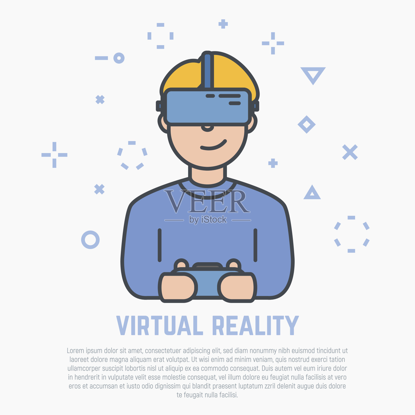 VR头盔及男性插画图片素材