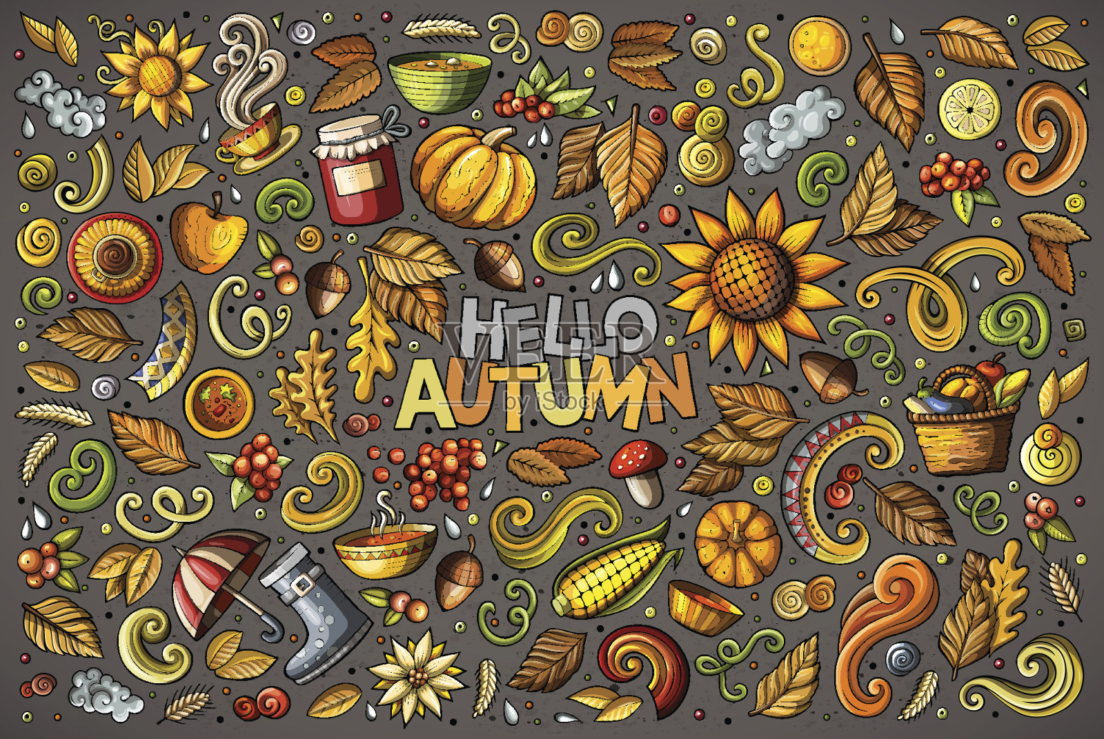秋季主题的项目，对象和符号设计元素图片