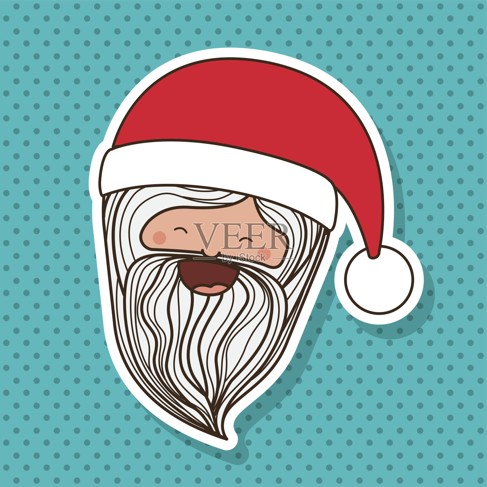 圣诞老人角色与虚线背景孤立图标设计插画图片素材