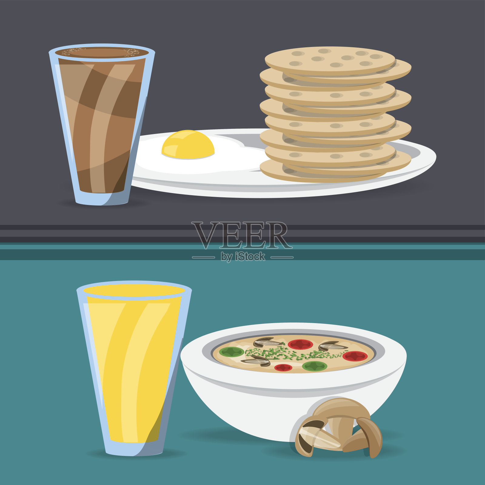 美味的早餐和午餐菜单餐厅插画图片素材