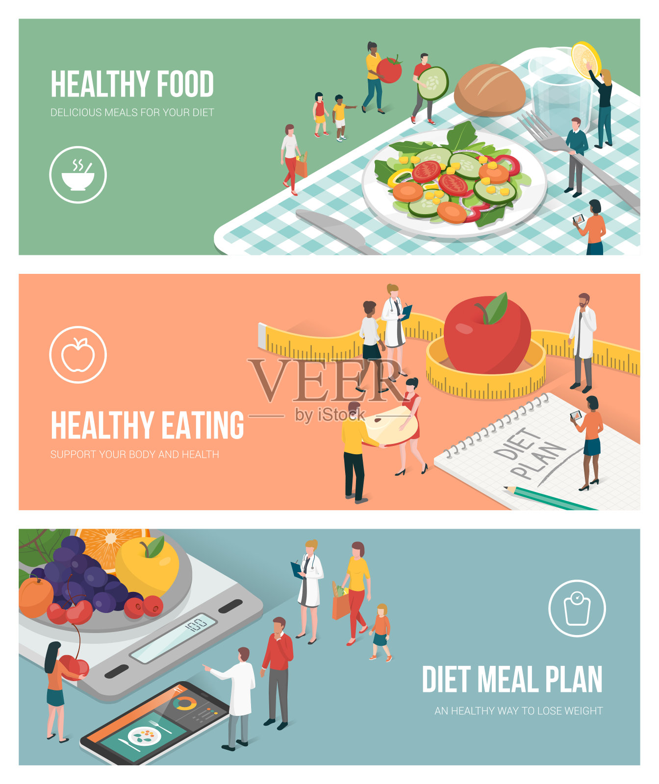 营养、饮食和健康的生活方式插画图片素材