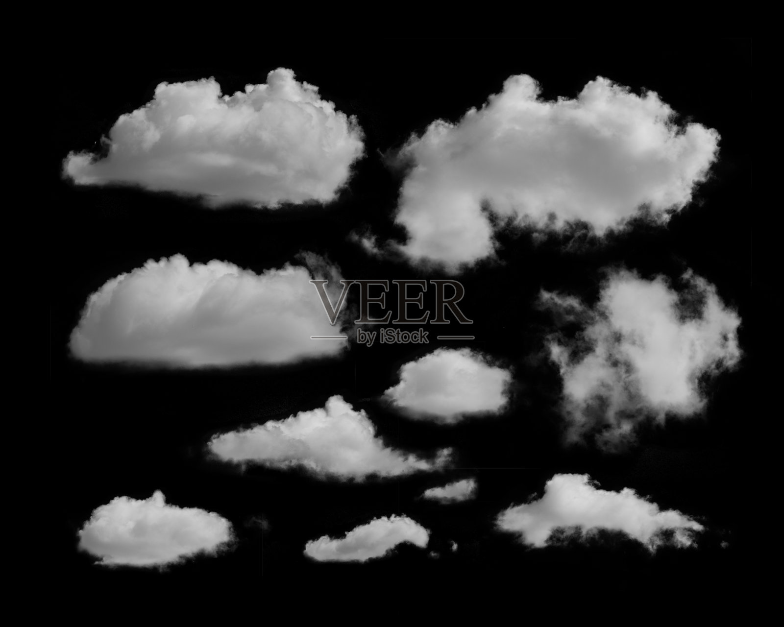 黑色背景上的白云照片摄影图片