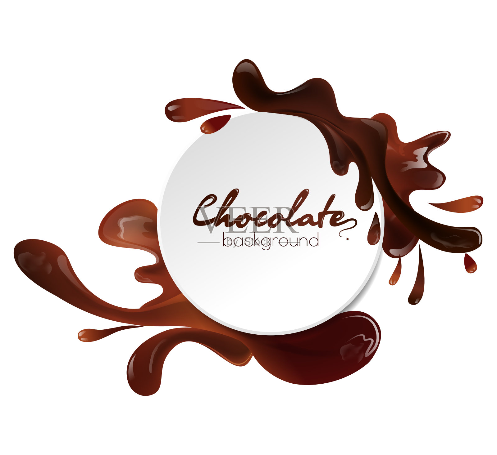 圆形横幅与液体牛奶巧克力飞溅插画图片素材