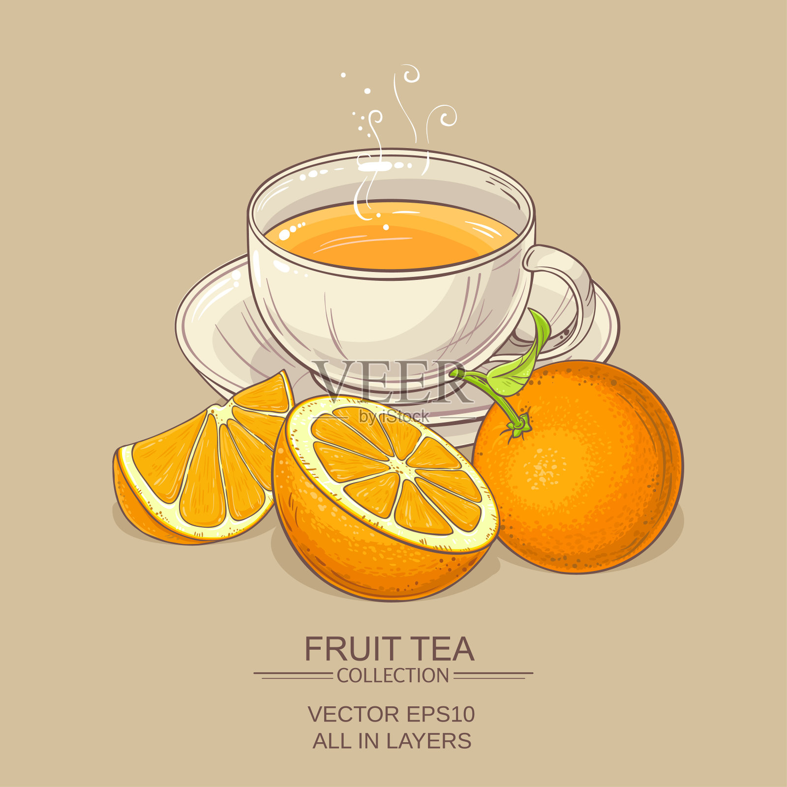 一杯橙茶插画图片素材