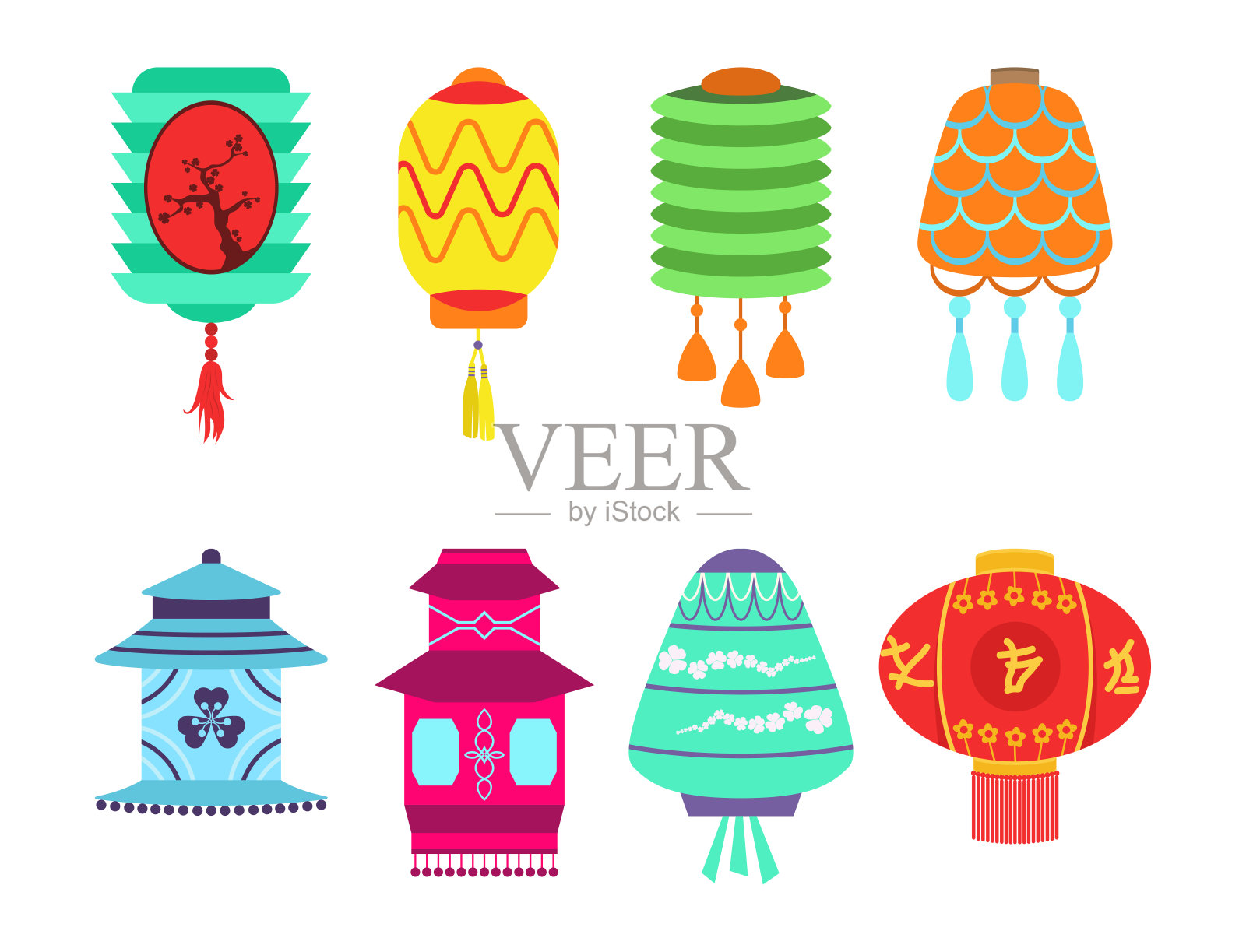 中国灯笼收集矢量集纸节日庆祝图形中国庆祝标志插画图片素材