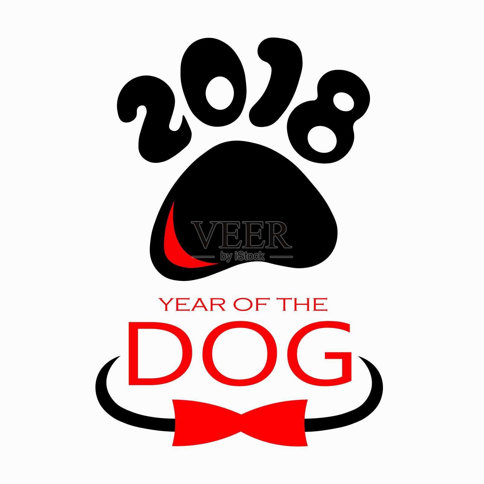 狗狗新年2018图标设计传单，小册子，邀请，横幅，日历，贺卡插画图片素材