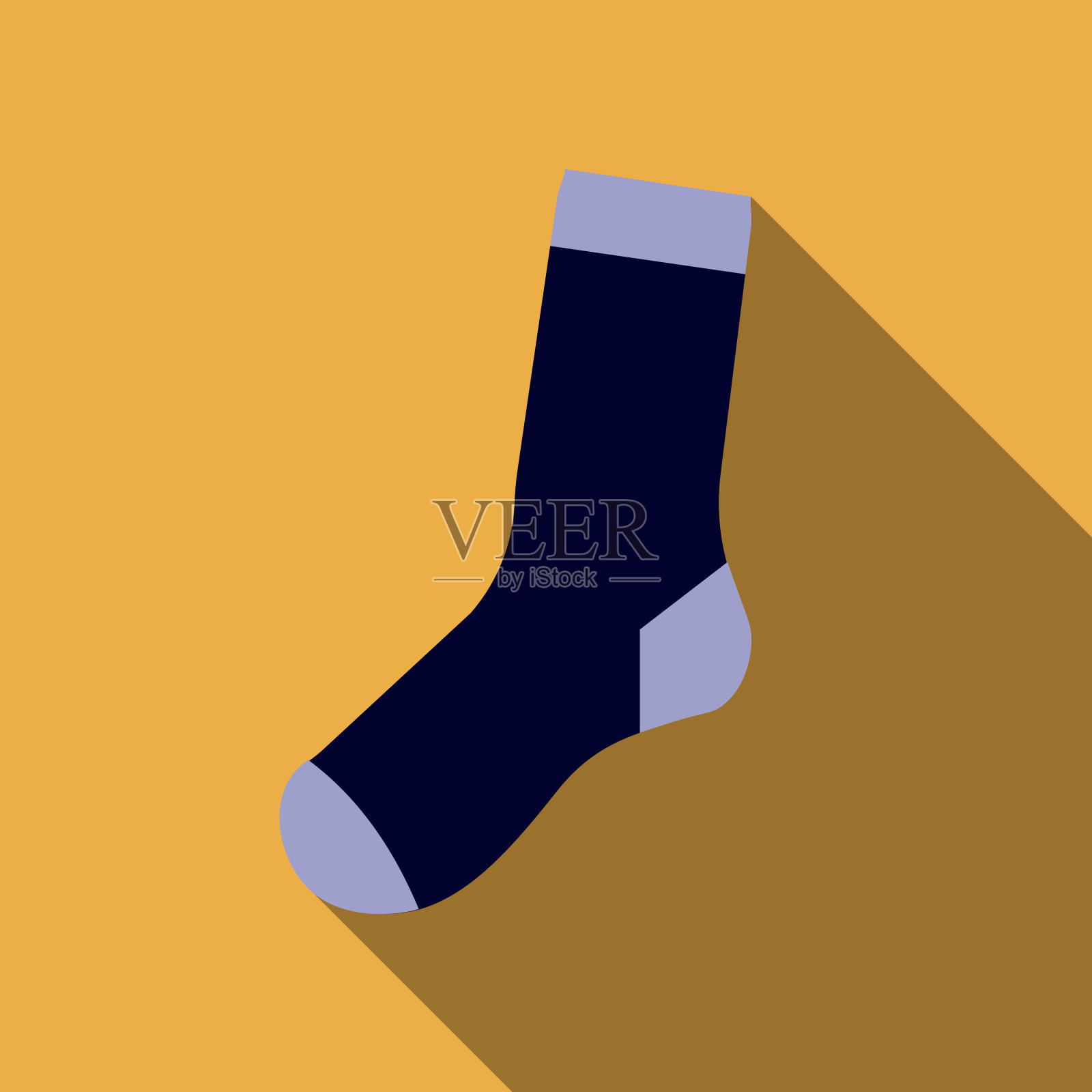 平面设计彩色袜子图标黄色背景与长阴影向量设计元素图片